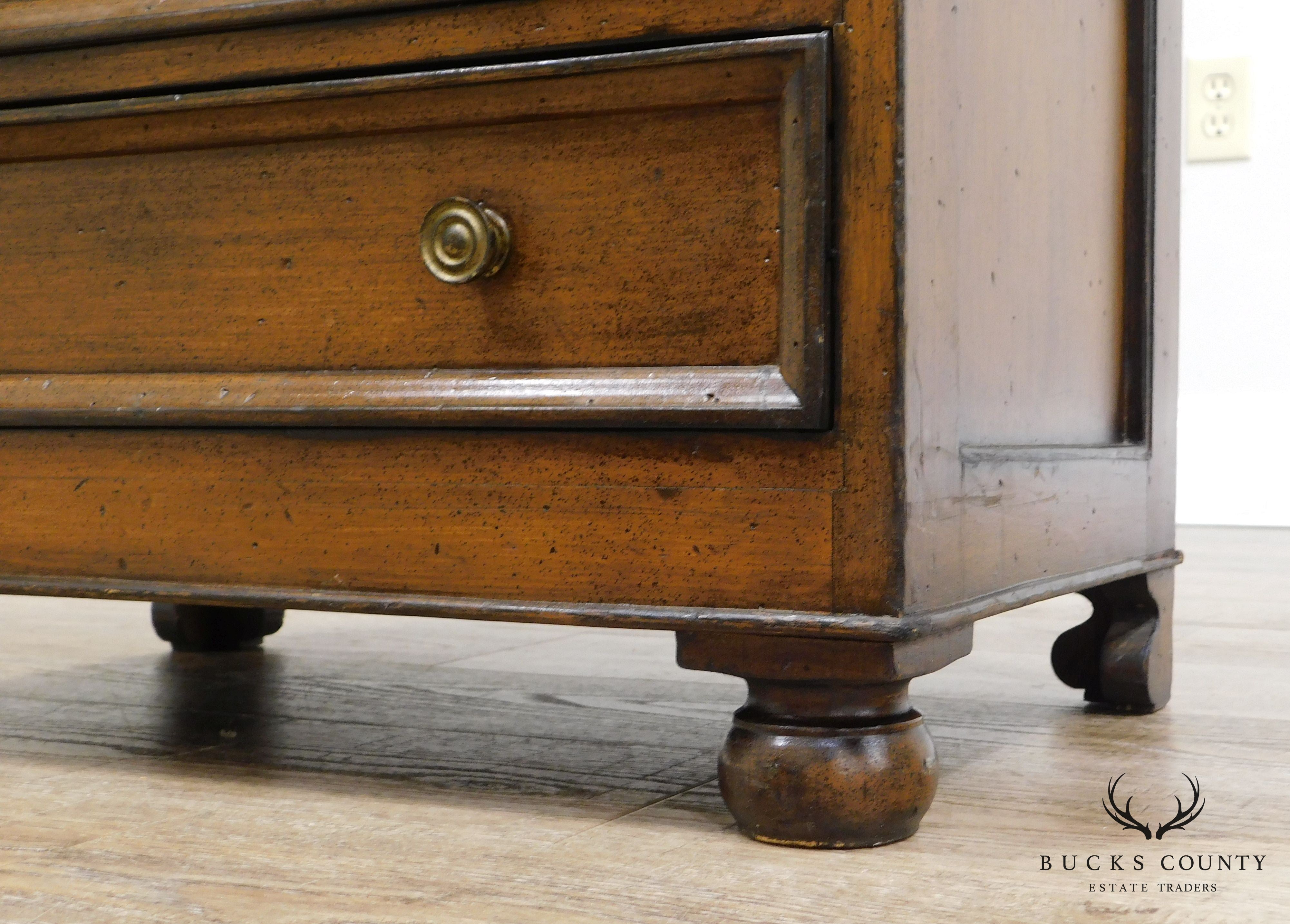 Custom Quality French Louis XIII Style Small 3 Drawer Accent Chest