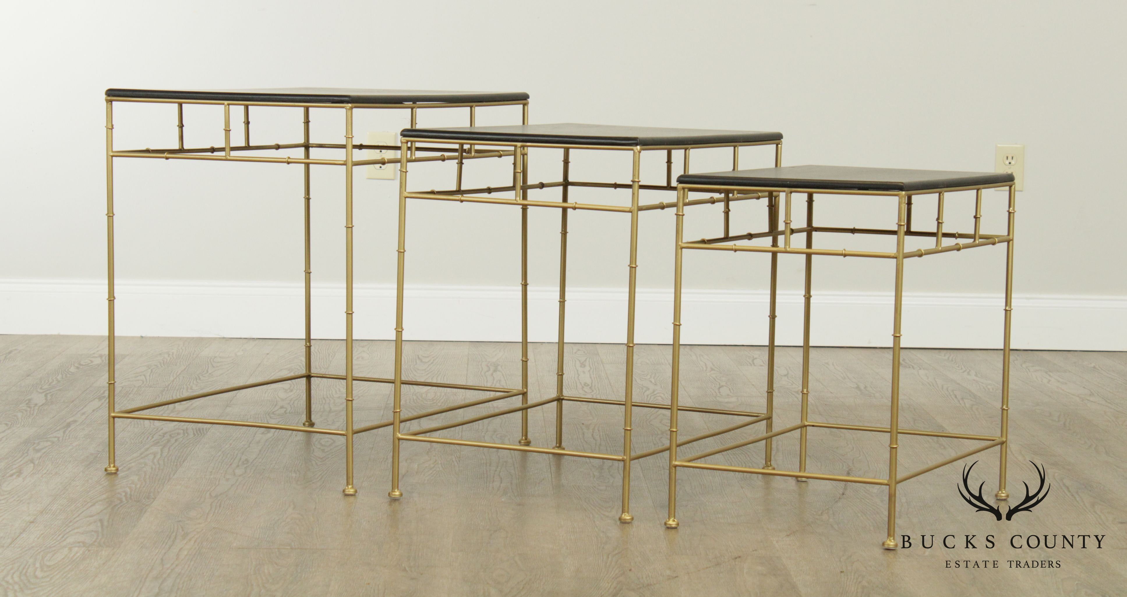 Black and Gold Faux Bamboo Iron Nesting Tables