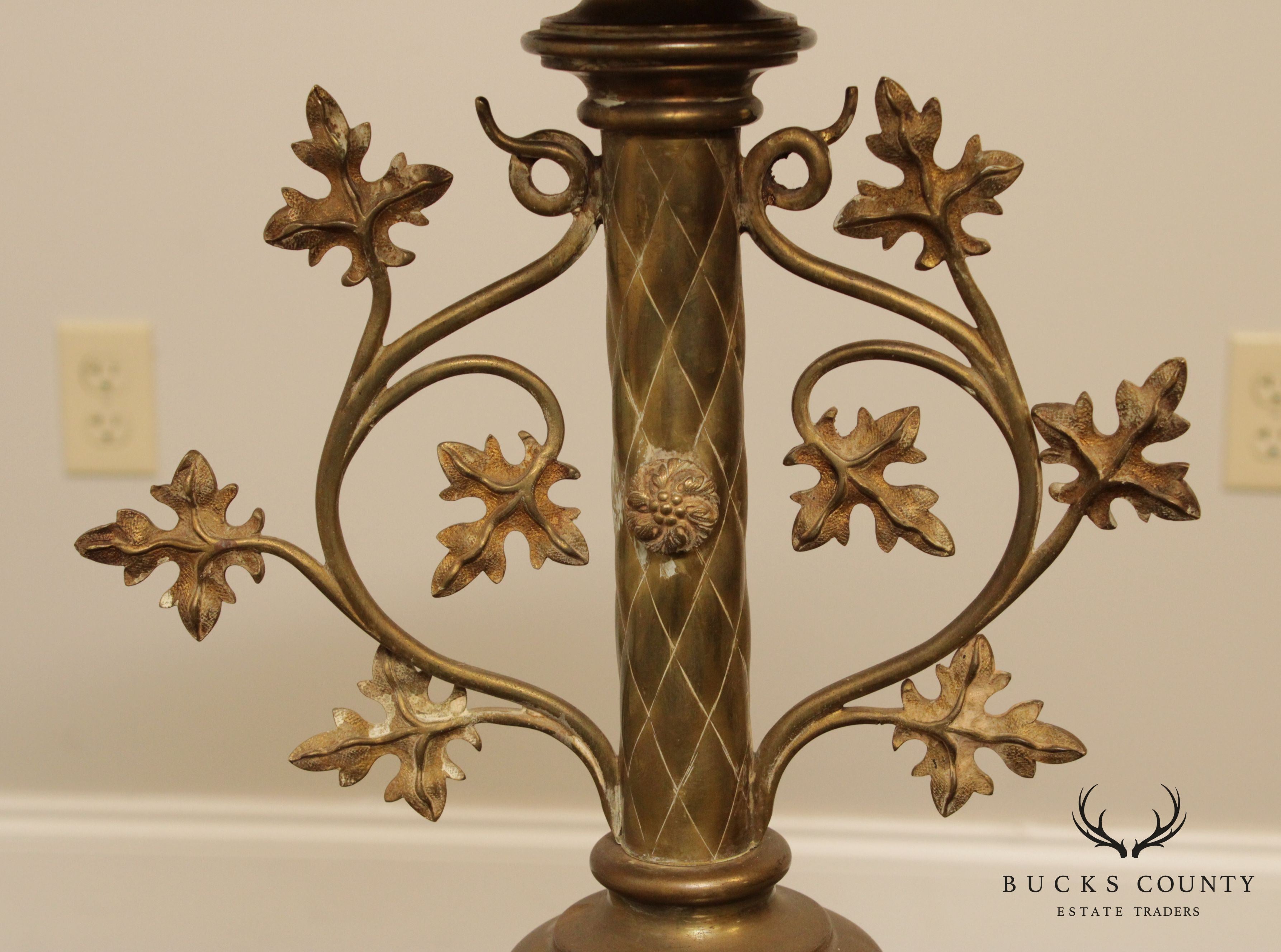 Italian Renaissance Style Antique Brass Marble Top Pedestal