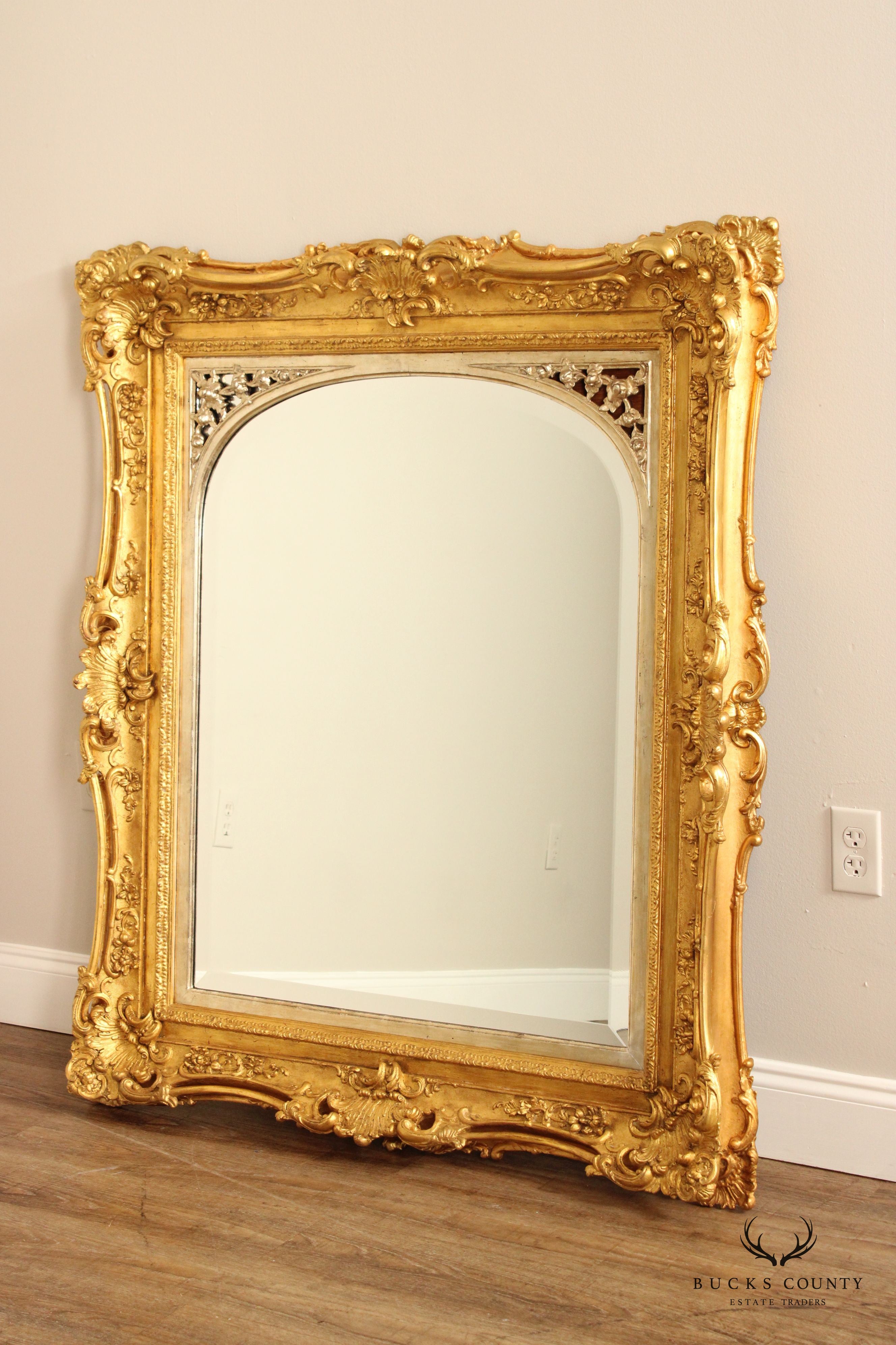 Antique French Baroque Style Giltwood Wall Mirror