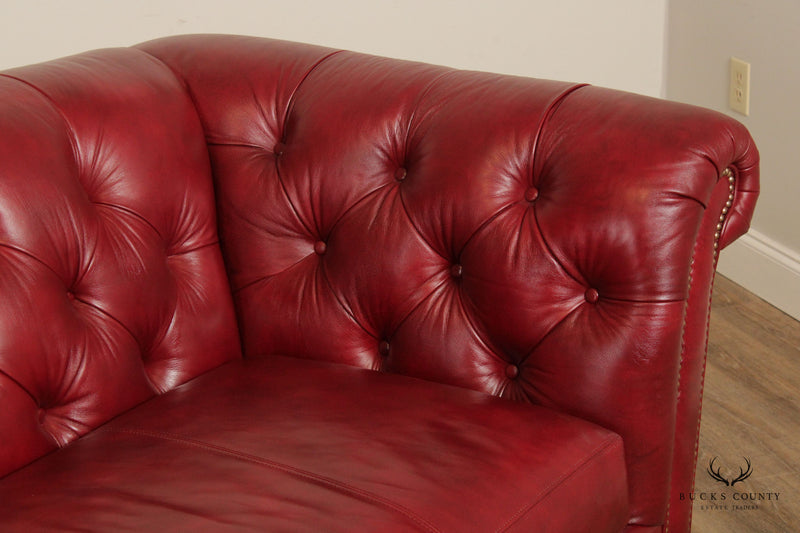 Lexington Furniture Red Leather Chesterfield Sofa