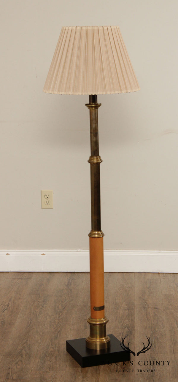 Chapman Vintage Leather Wrapped Brass Floor Lamp