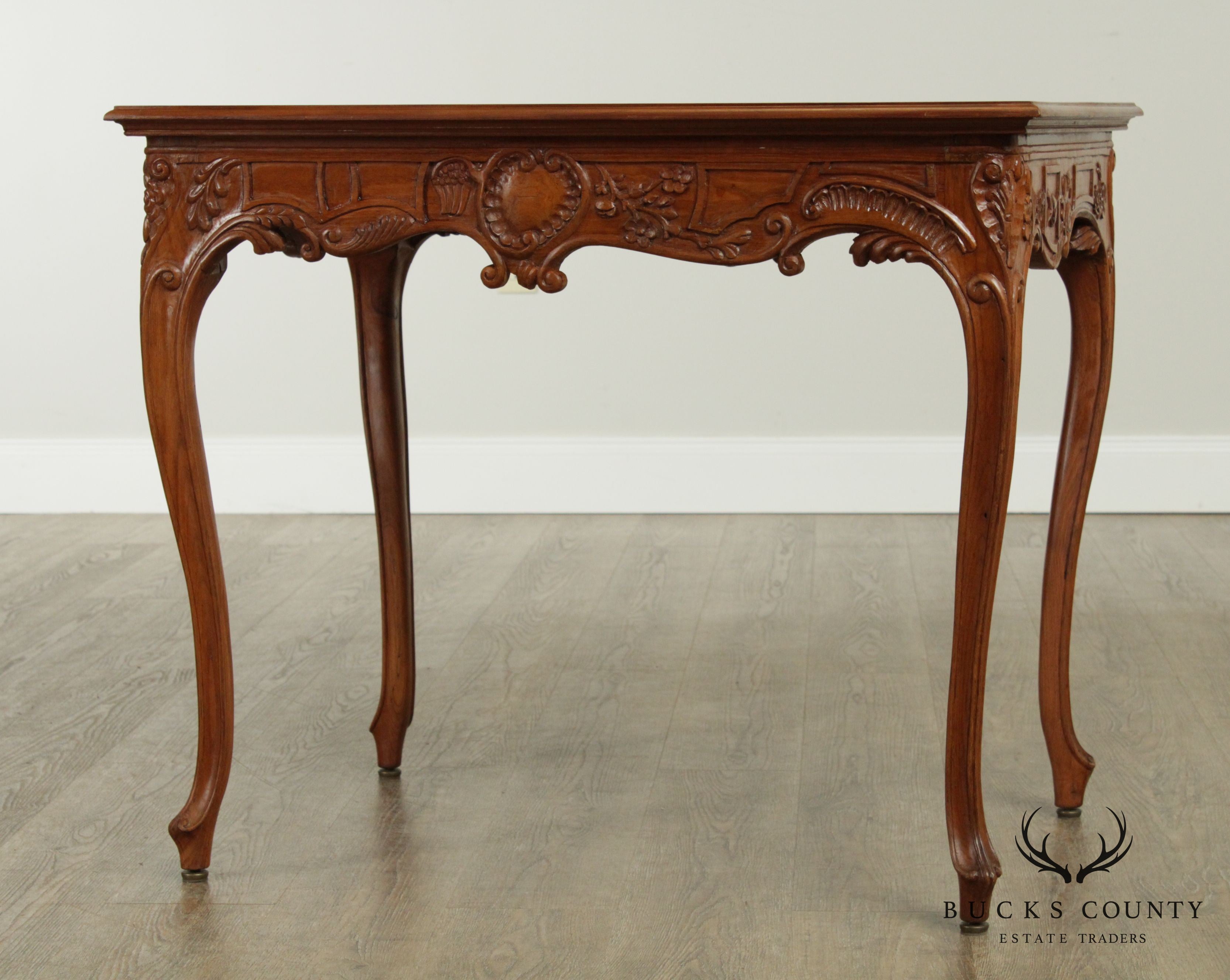 French Influenced Custom Patriotic Marquetry Inlaid Side Table