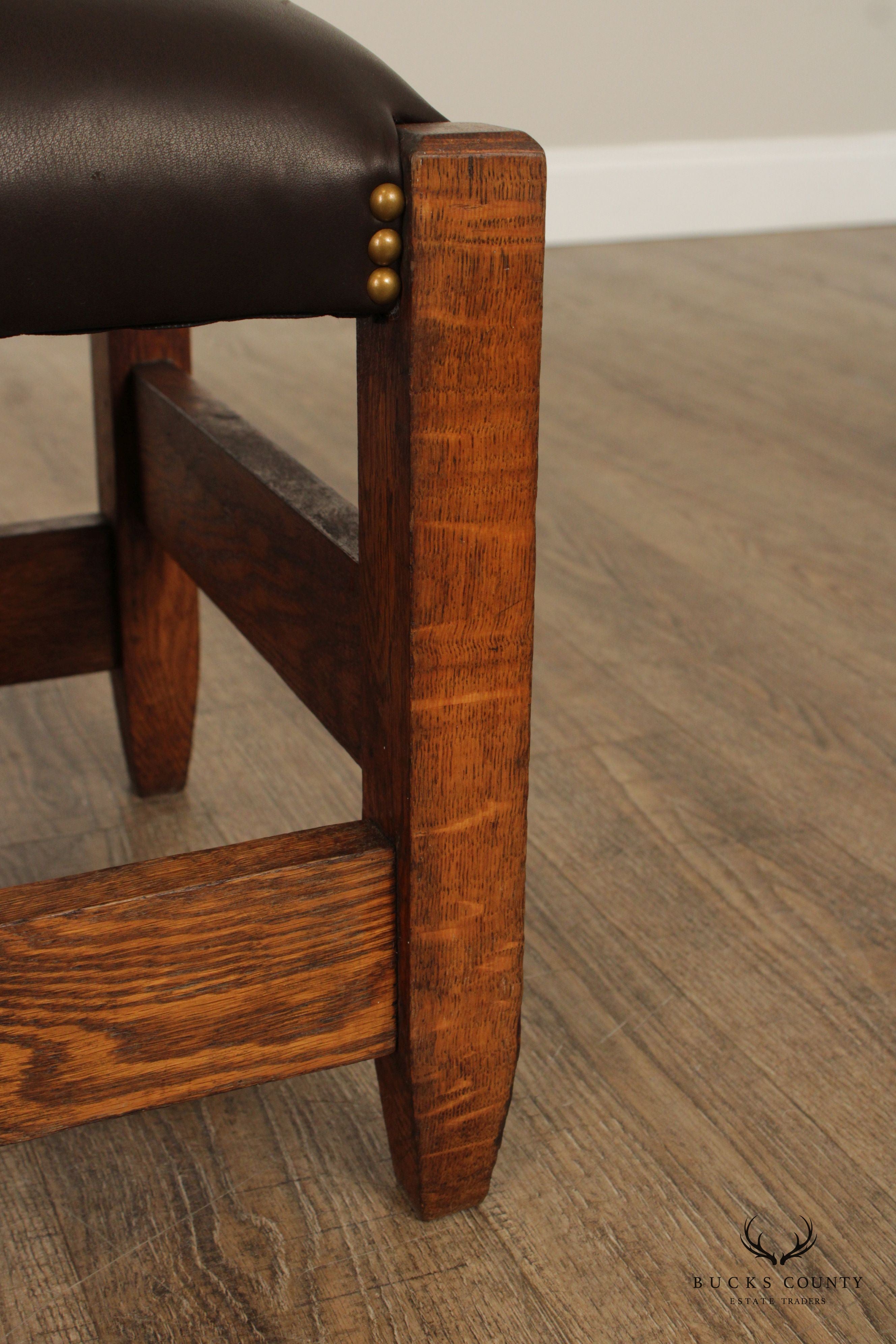 Antique Mission Oak and Leather Footstool