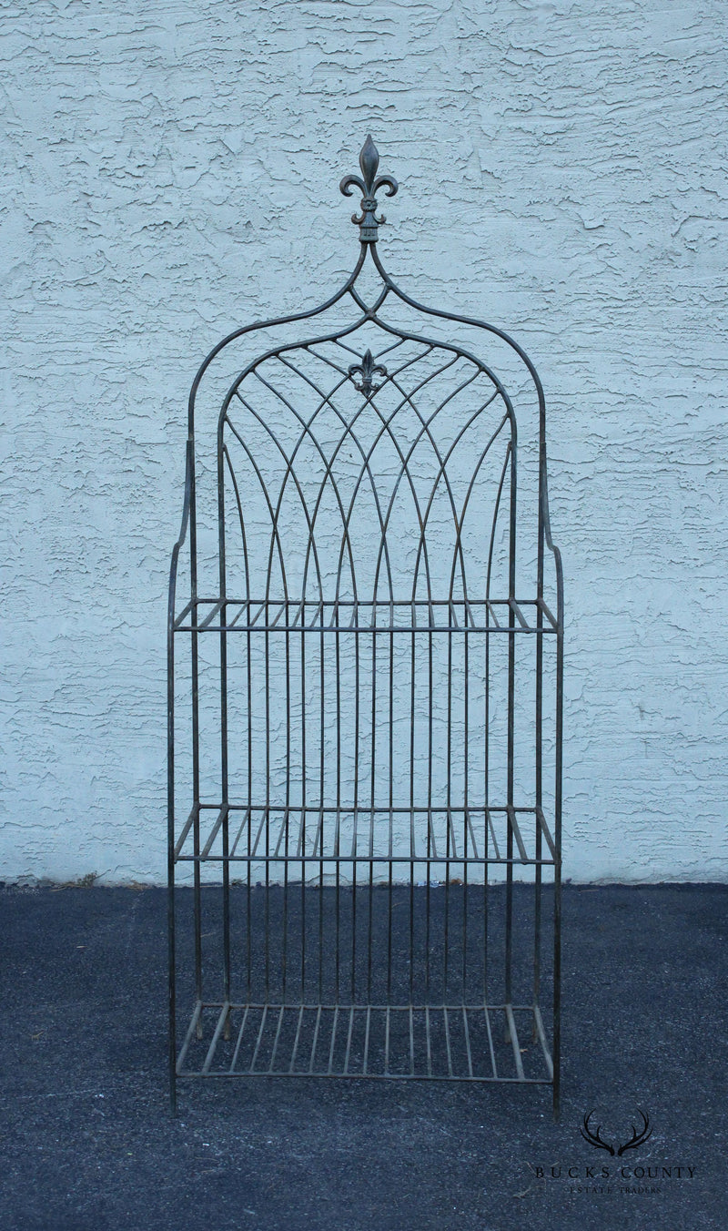French Gothic Style Wrought Iron Outdoor Patio Plant Stand Bakers Rack