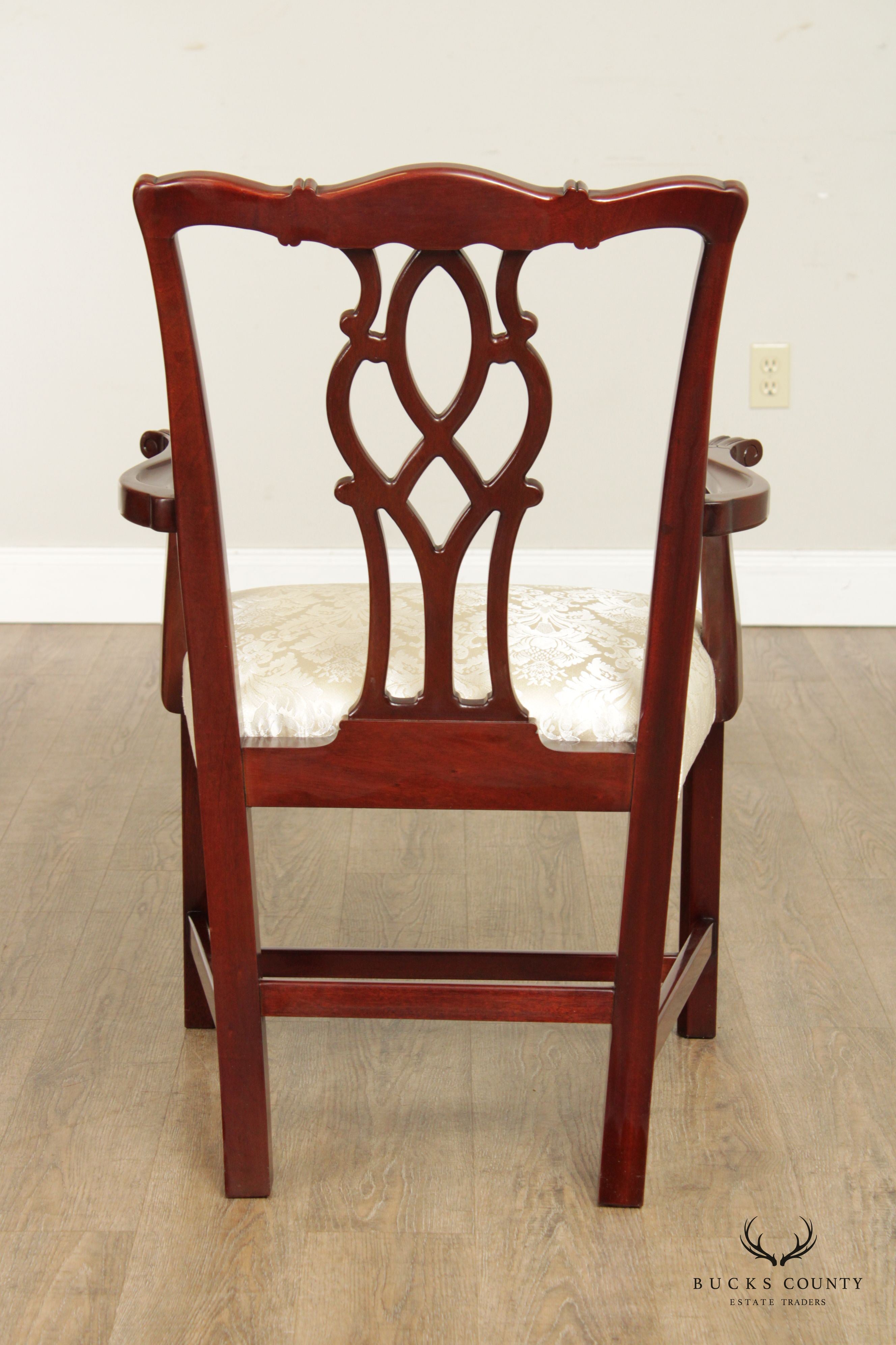 Kindel Chippendale Style Pair Mahogany Armchairs