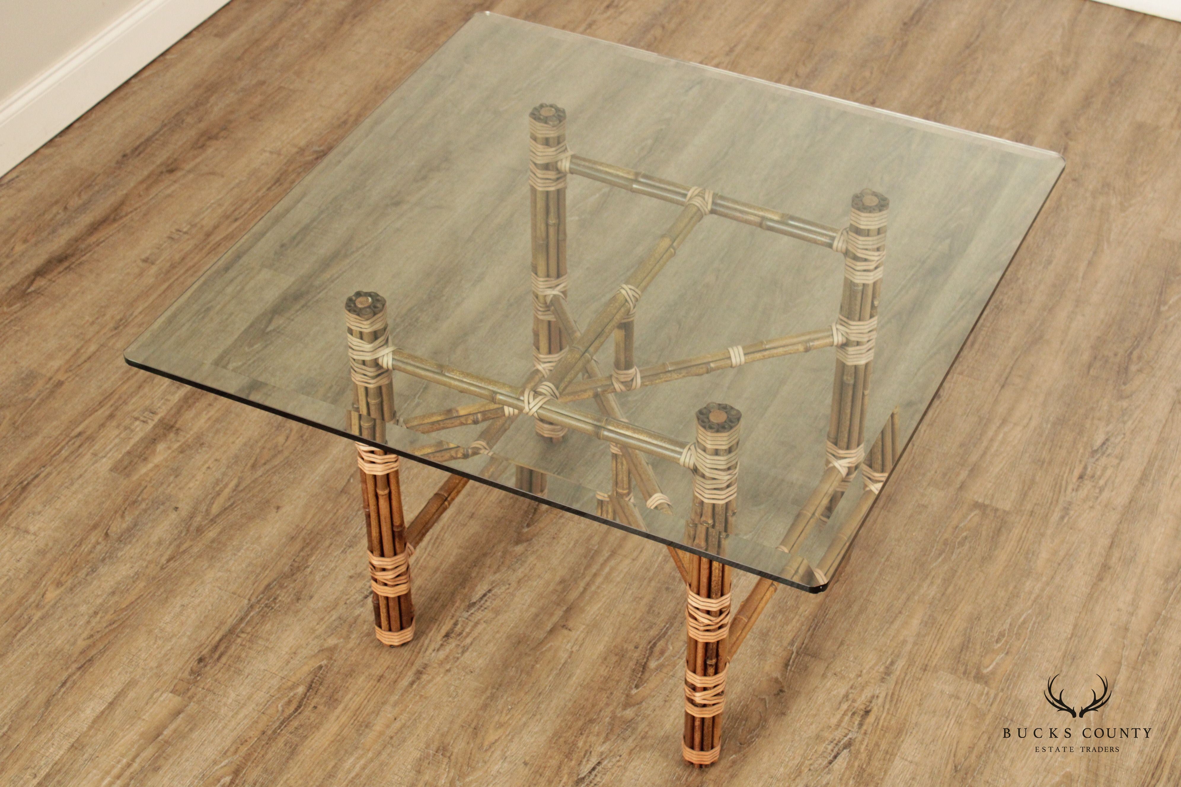 McGuire Bamboo and Glass Top Dining Table