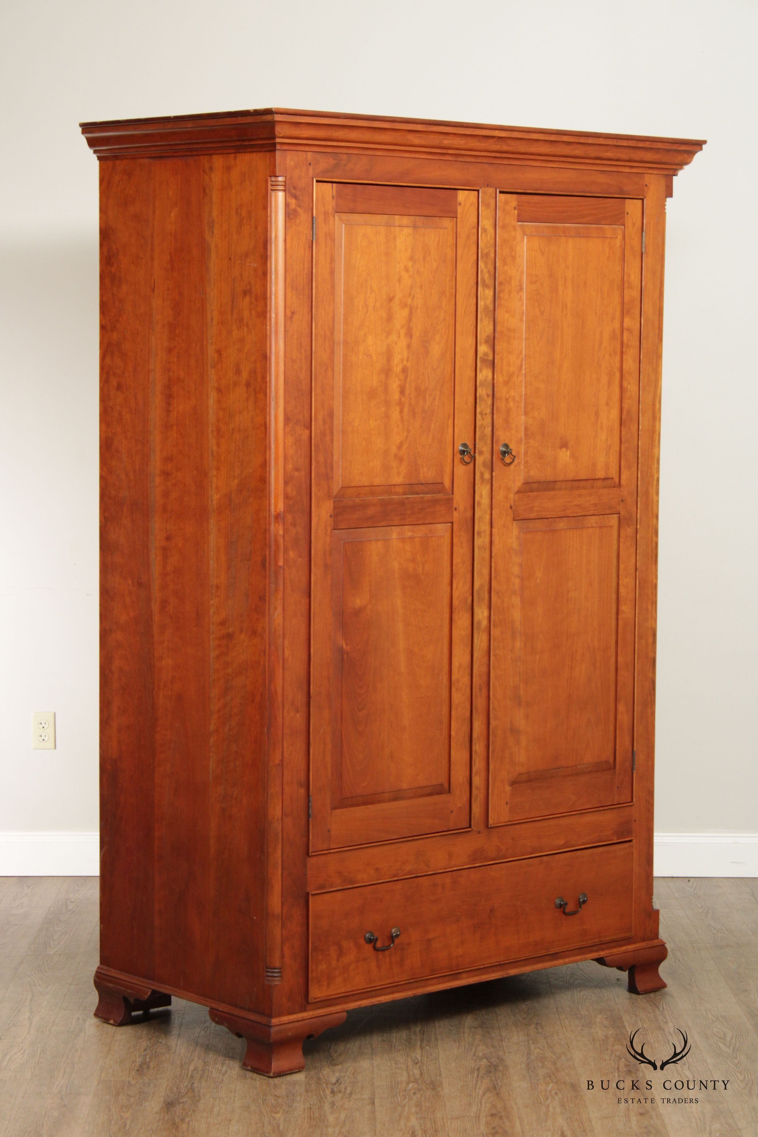 David Smith Bench Made Chippendale Style Cherry Armoire Cabinet