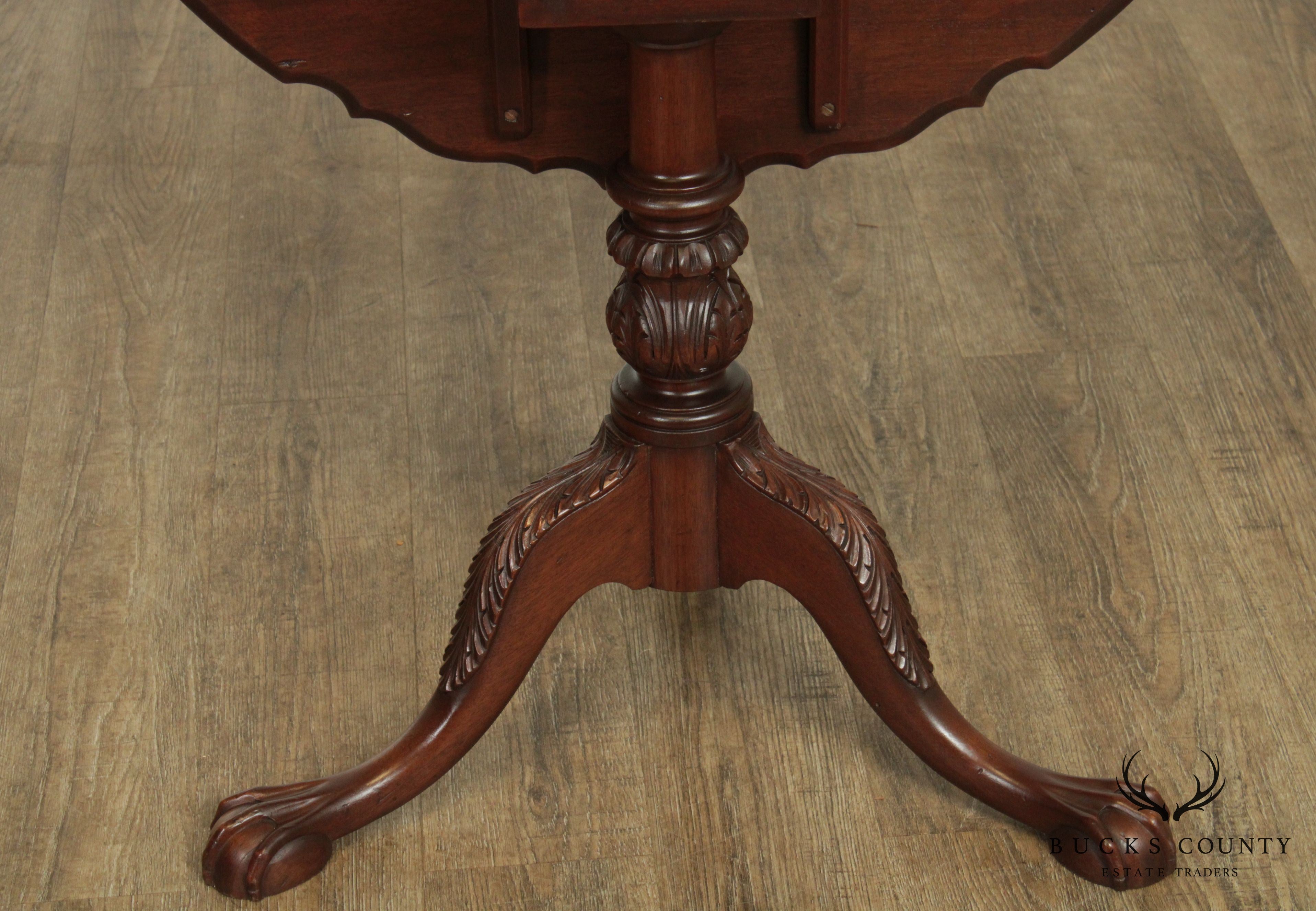 Chippendale Style Vintage Custom Mahogany Tilt Top Pie Crust Table