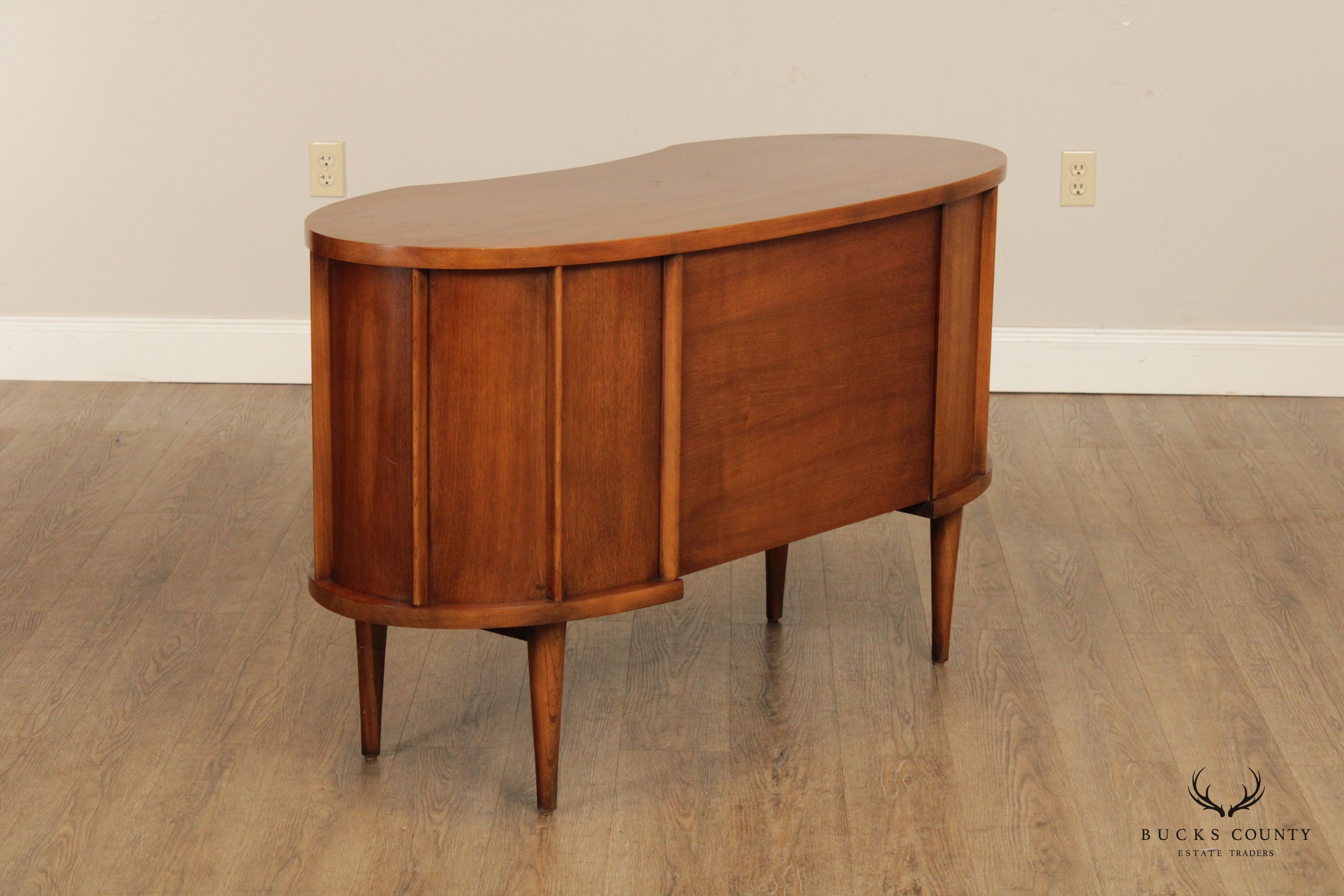 Broyhill Emphasis Mid Century Modern Walnut Kidney Writing Desk