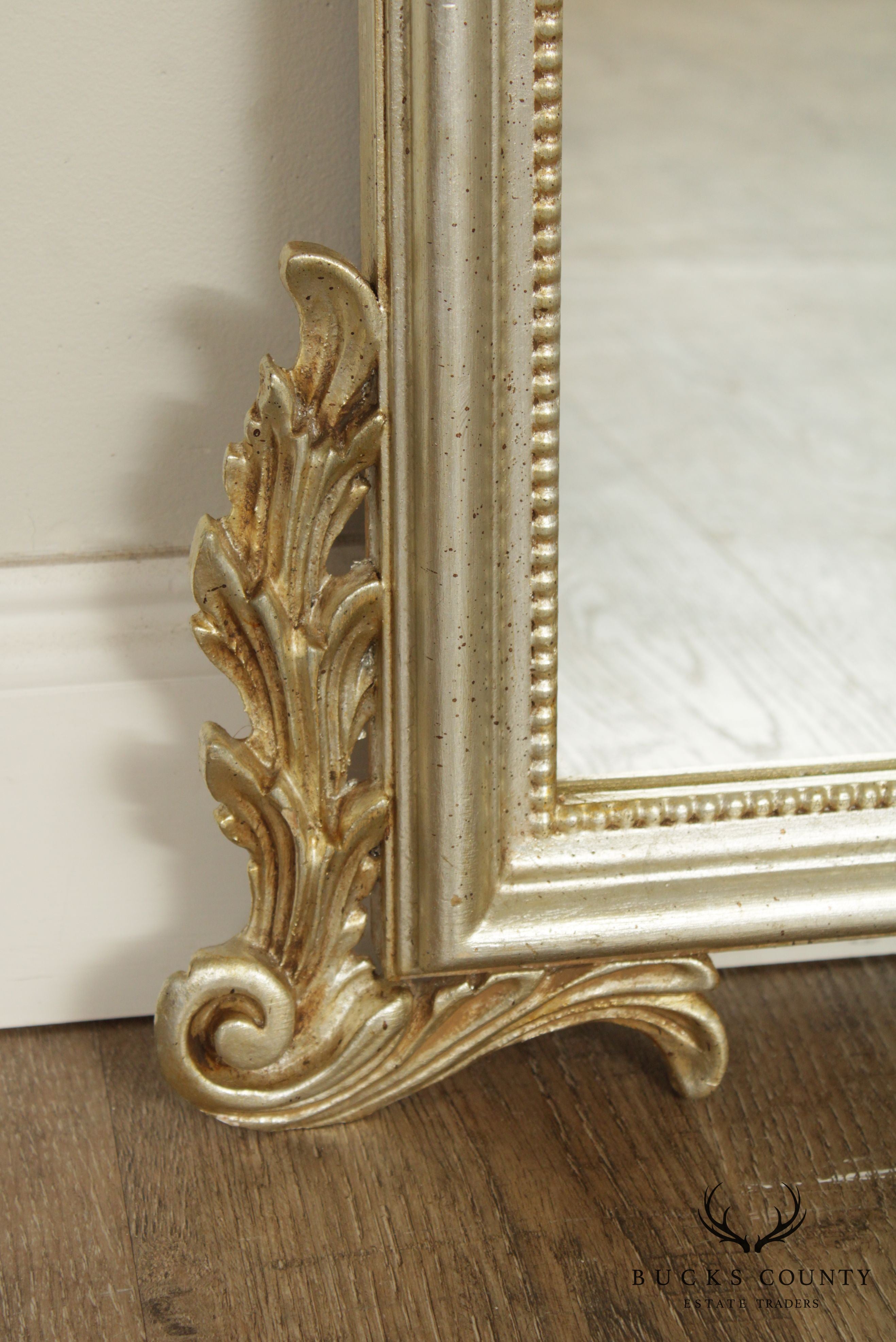 Italian Silver Giltwood Frame Carved Wall Mirror