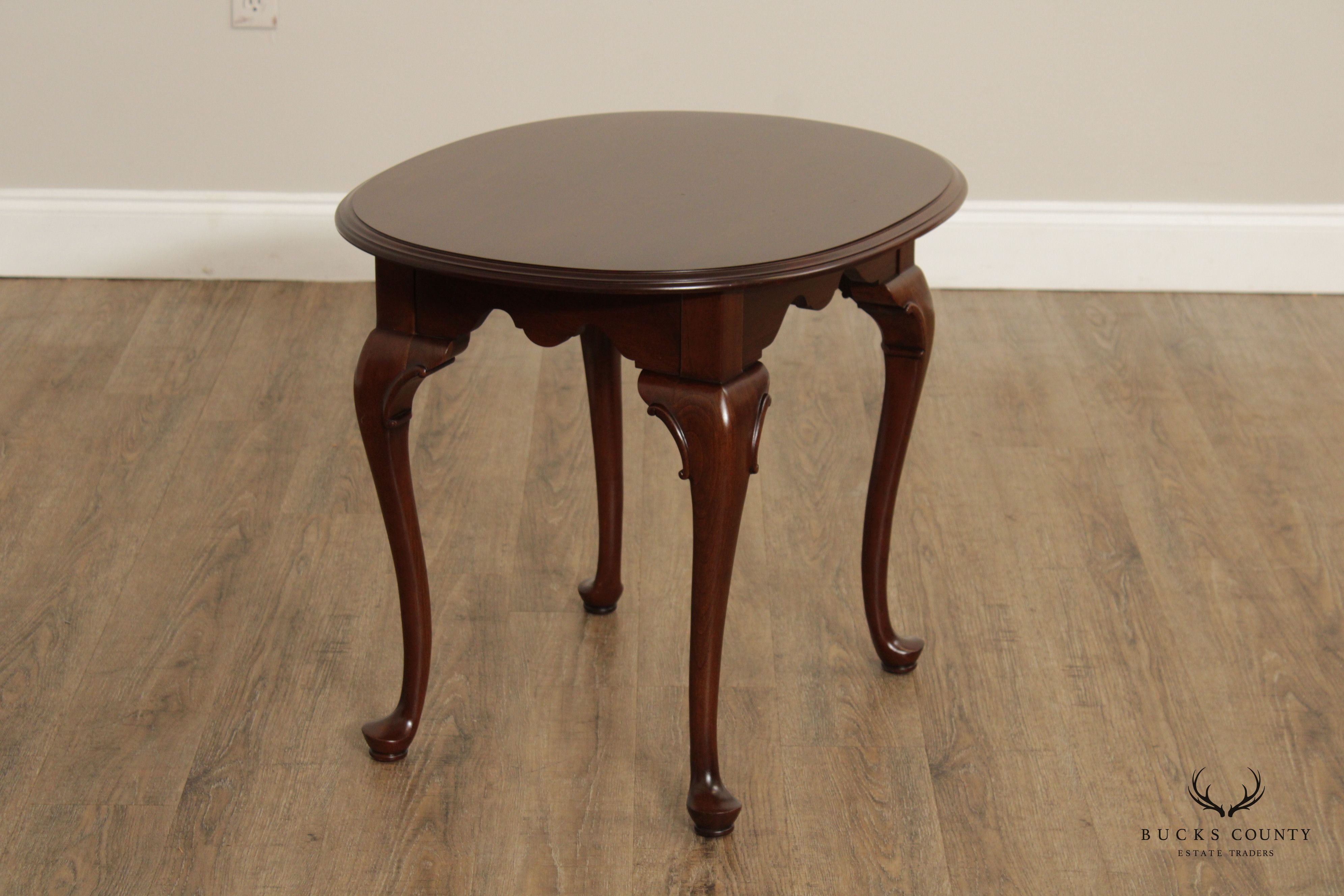 Ethan Allen 'Georgian Court' Queen Anne Style Carved Cherry End Table