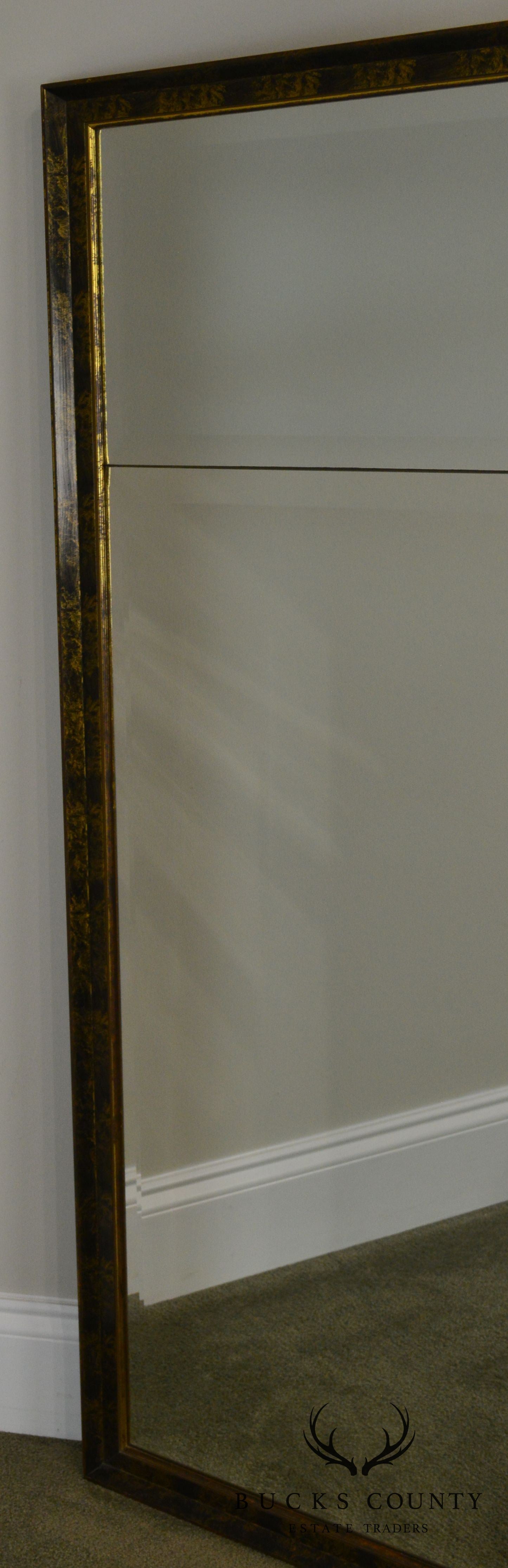 Hollywood Regency Vintage Faux Painted Split Beveled Wall Mirror