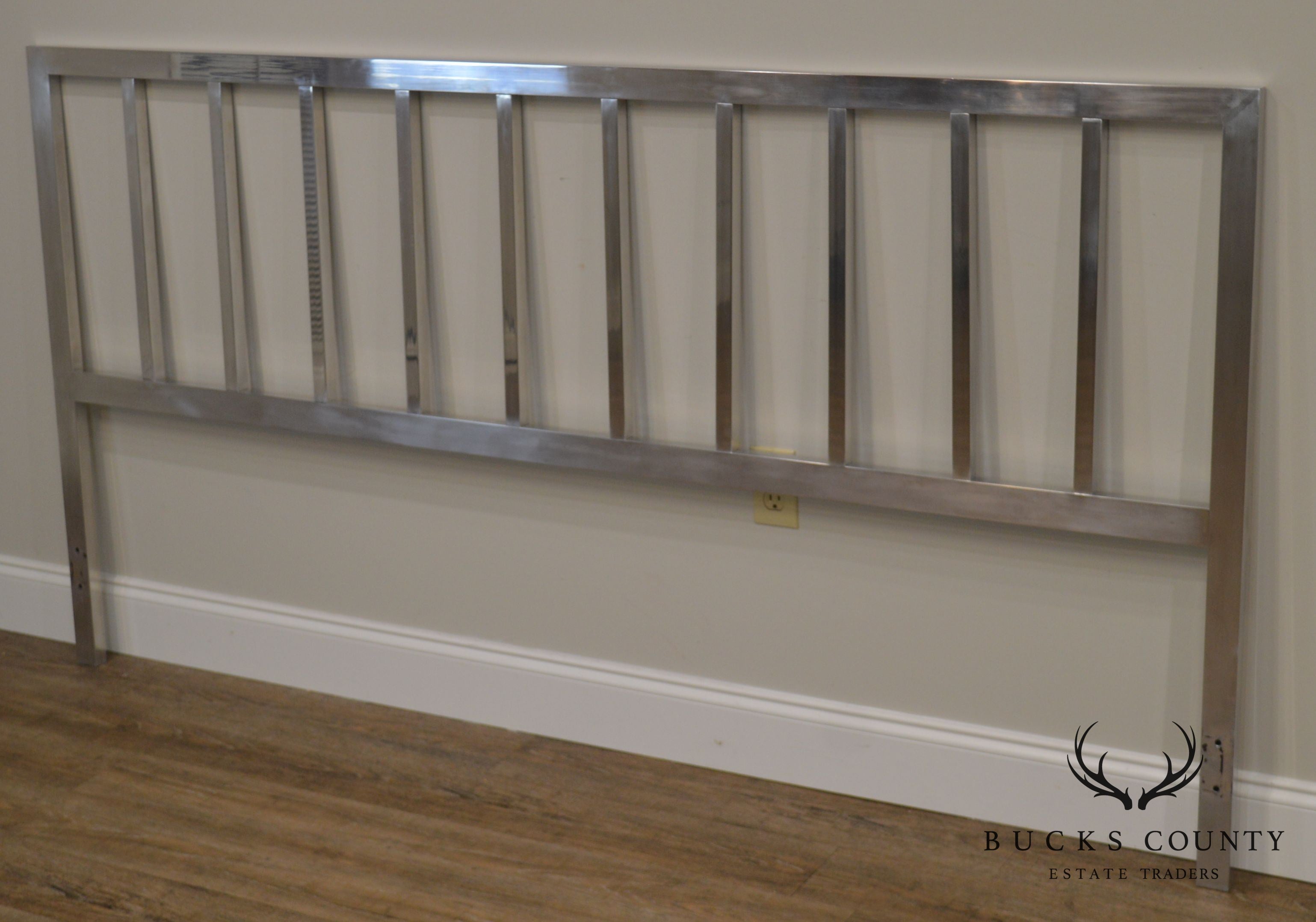 Mid Century Modern Polished Aluminum King Headboard