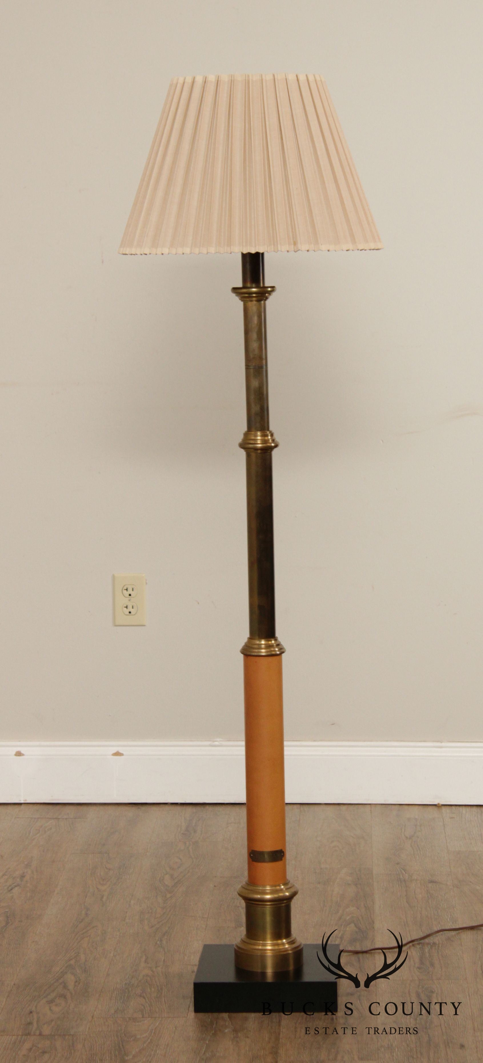 Chapman Vintage Leather Wrapped Brass Floor Lamp