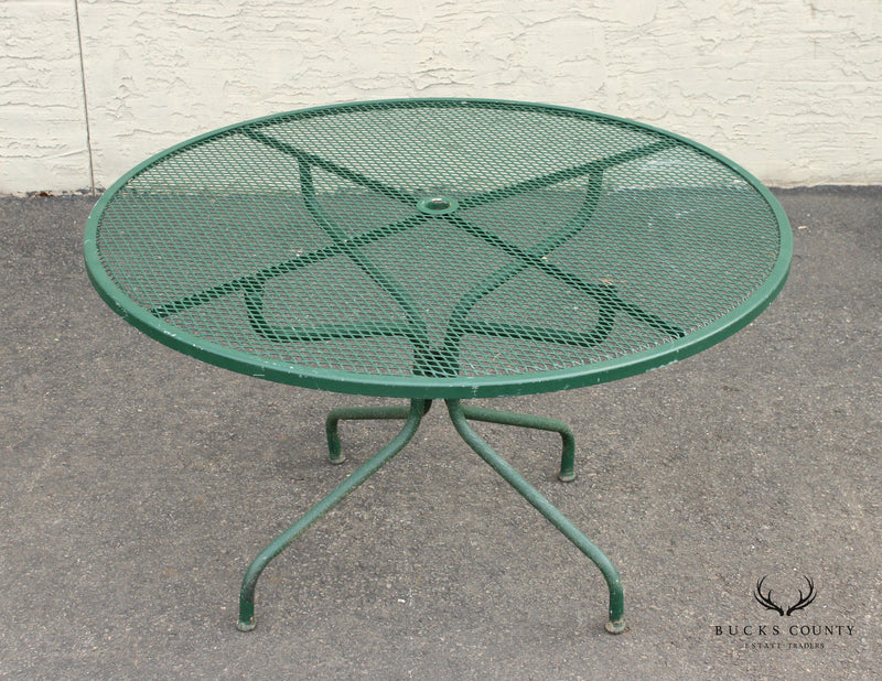 Mid Century Modern Wrought Iron Round Outdoor Patio Dining Table