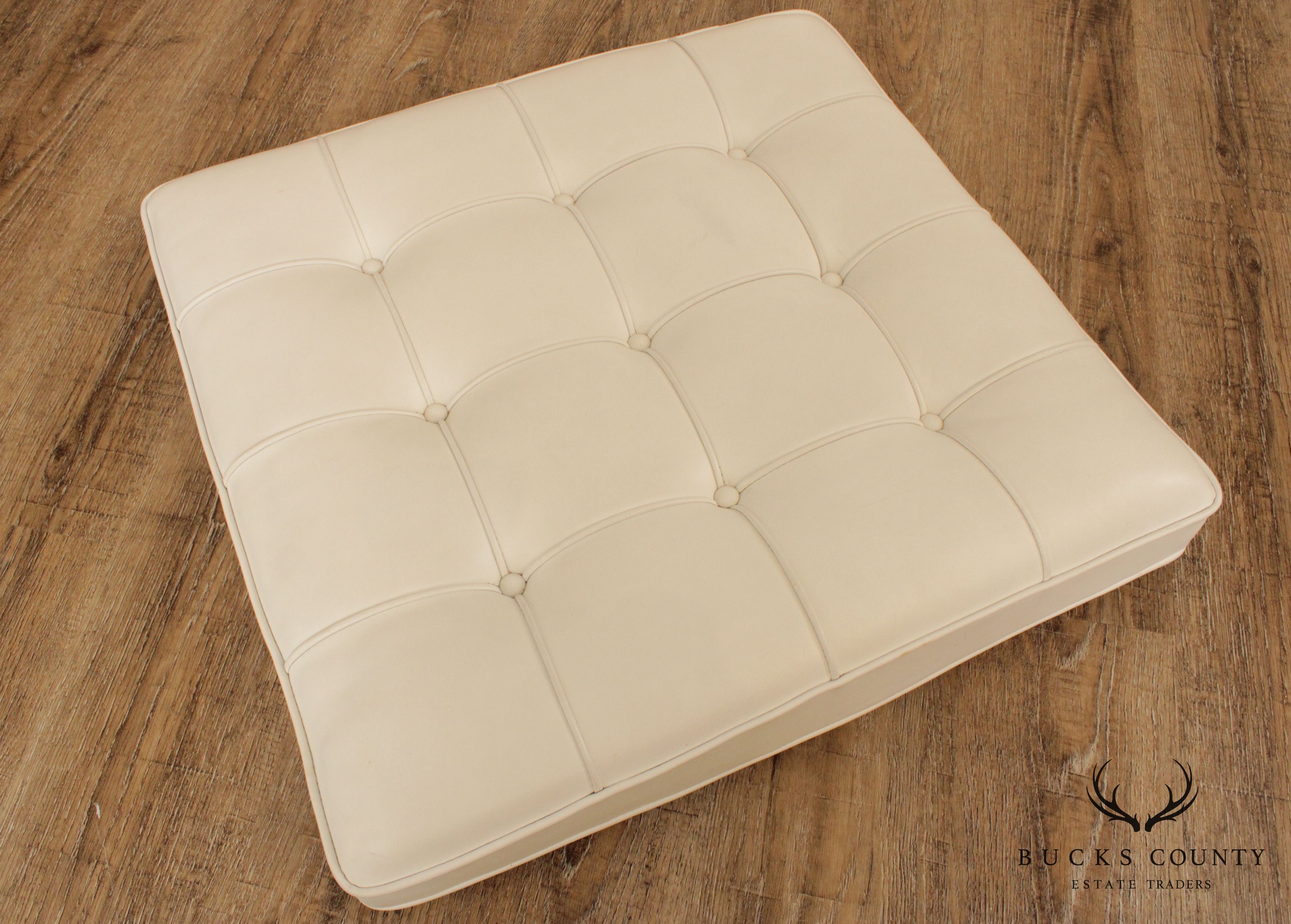 Knoll White Leather Seat Cushion