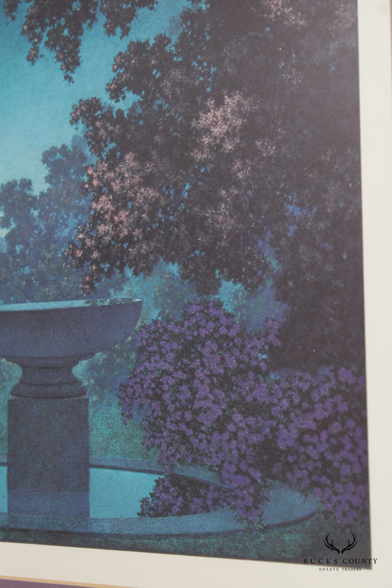 Maxfield Parrish Art Deco Framed 'Blue Fountain at Twilight' Print