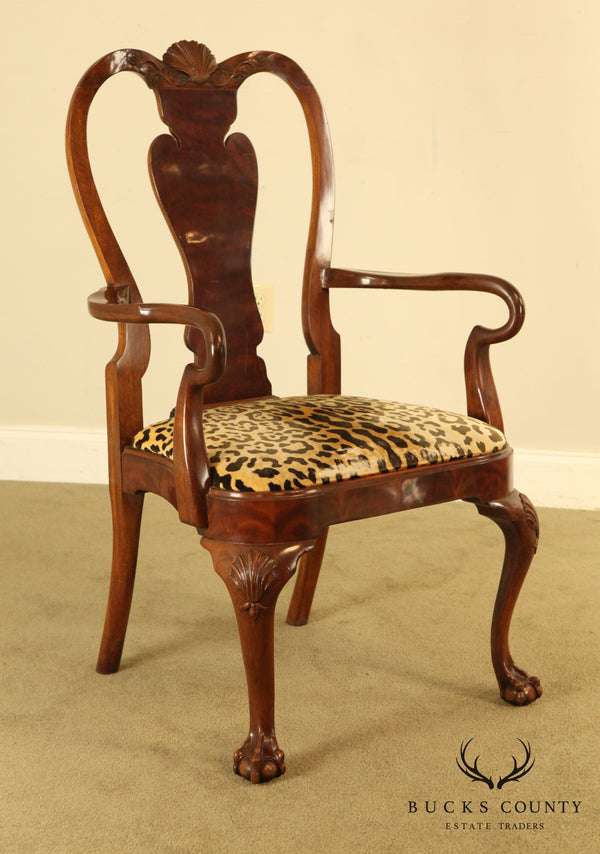 Karges Mahogany Queen Anne Claw Foot Armchair