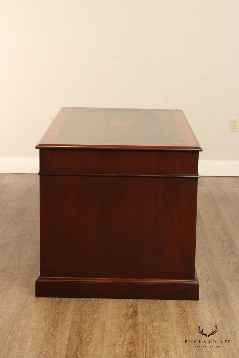 Hekman Furniture 'Copley Place' Federal Style Inlaid Mahogany Pedestal Desk