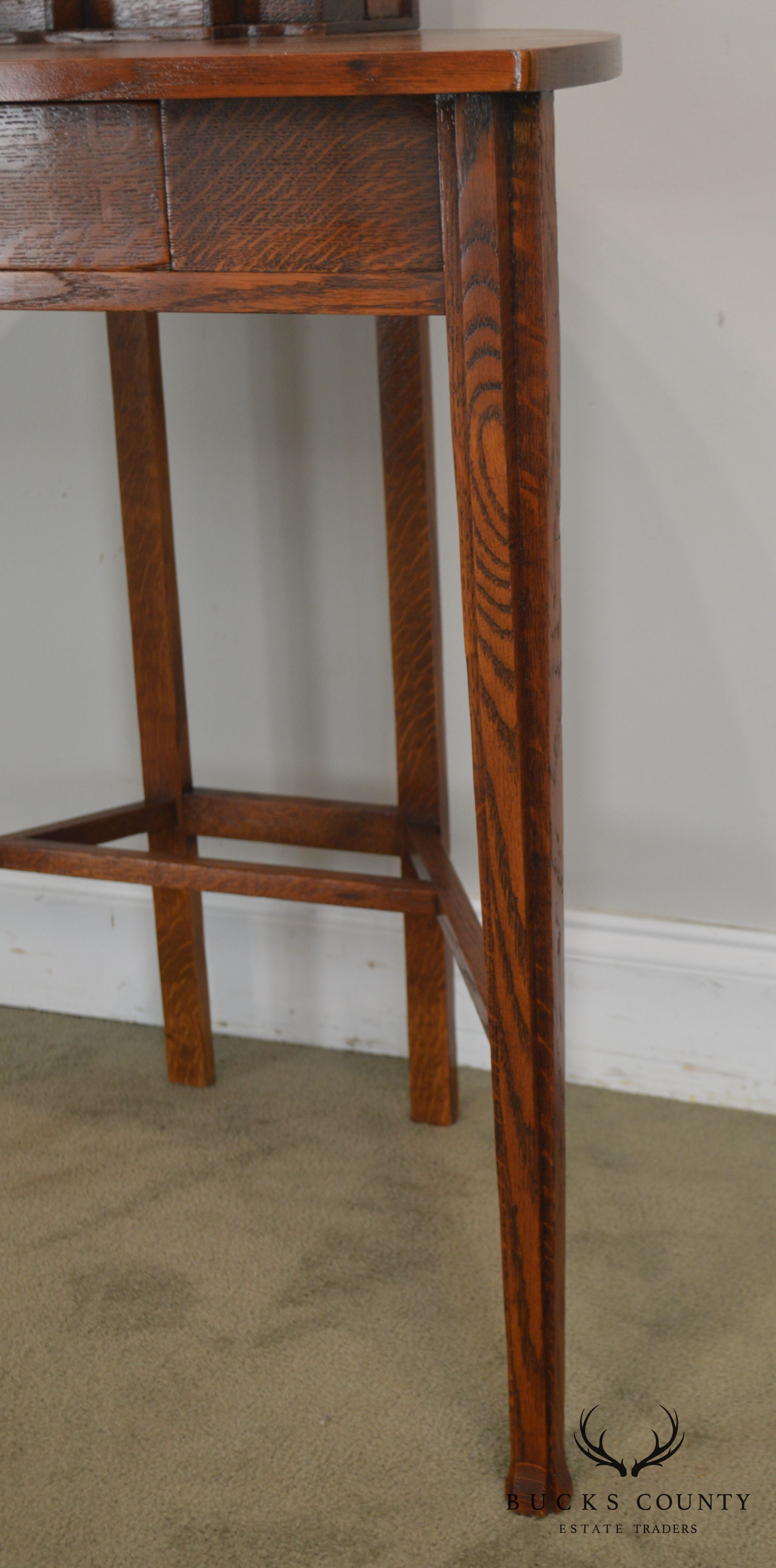 Antique Mission Oak Arts and Crafts Half Round Desk