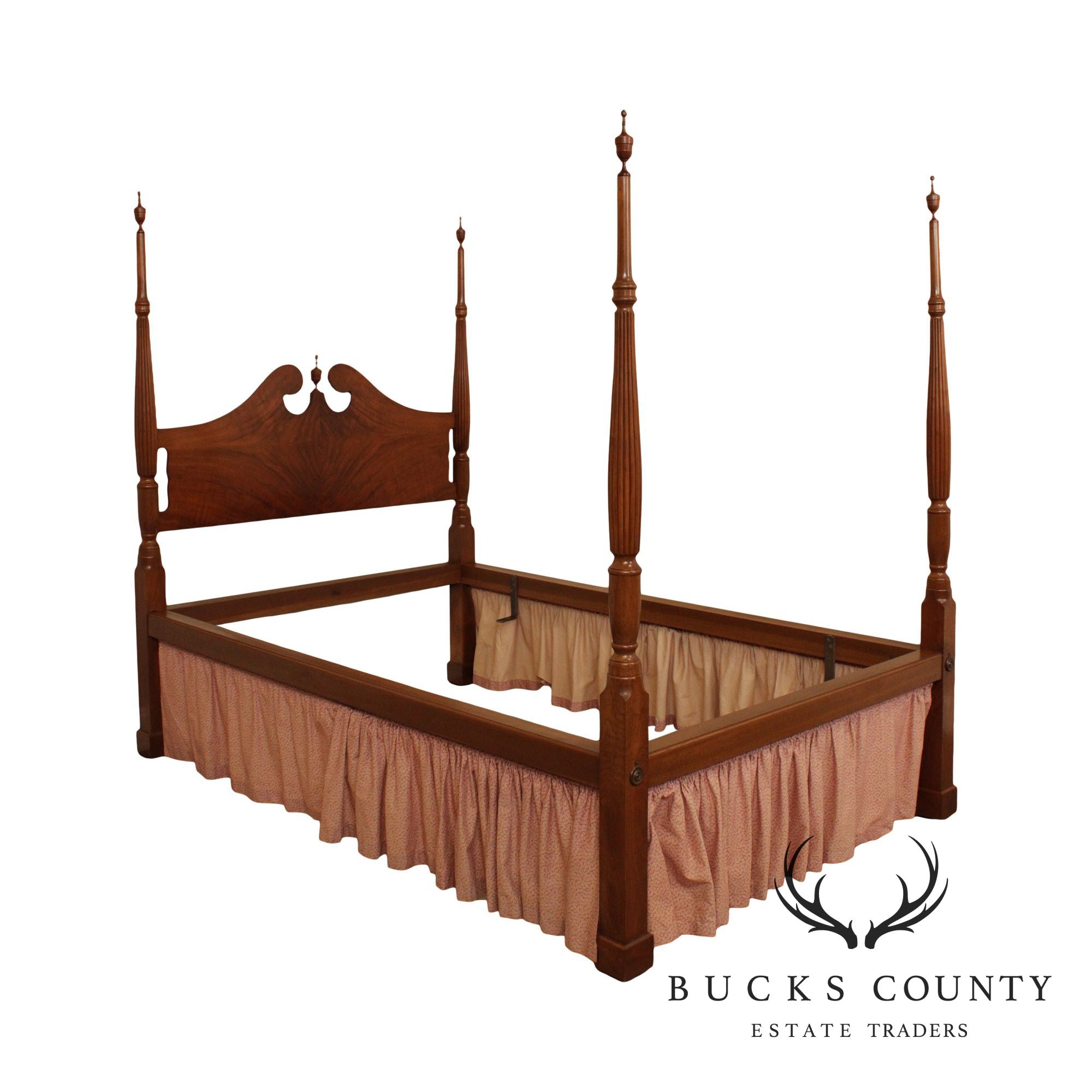 R. Wurster Custom Mahogany Carved Four Poster Bed