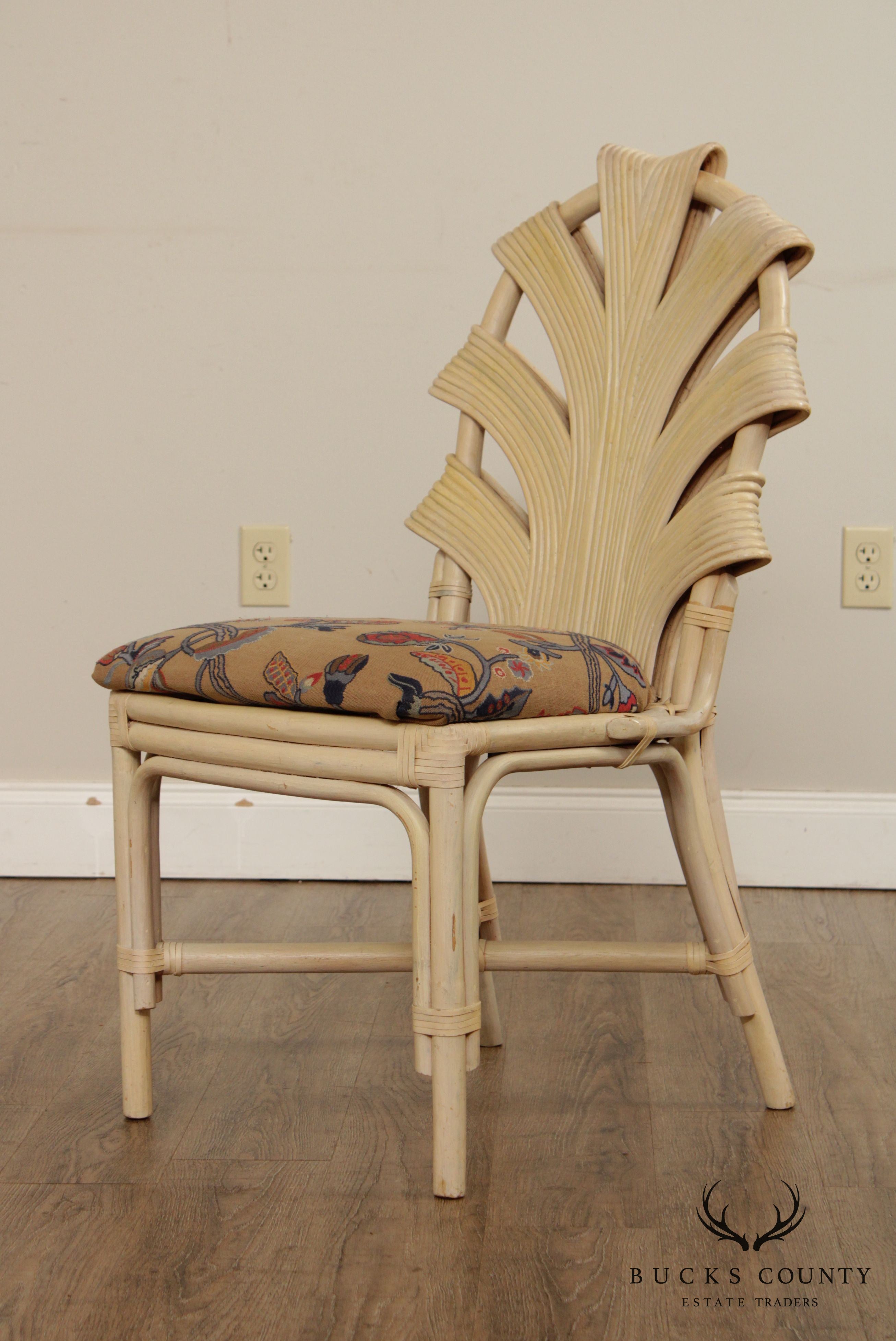 Vintage Rattan Cream Lacquered Dining Chair