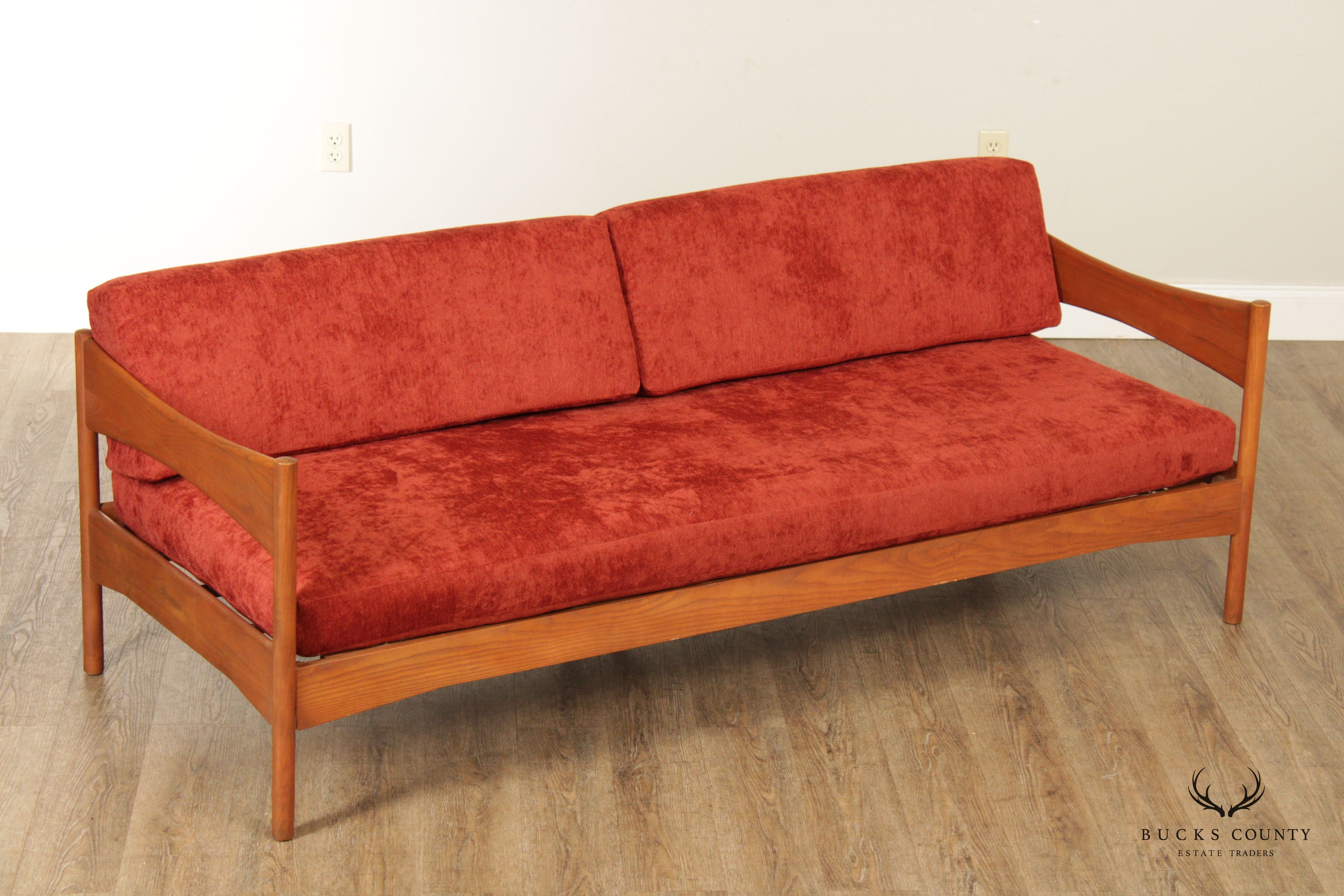 Mid Century Danish Modern Teak Frame Sofa