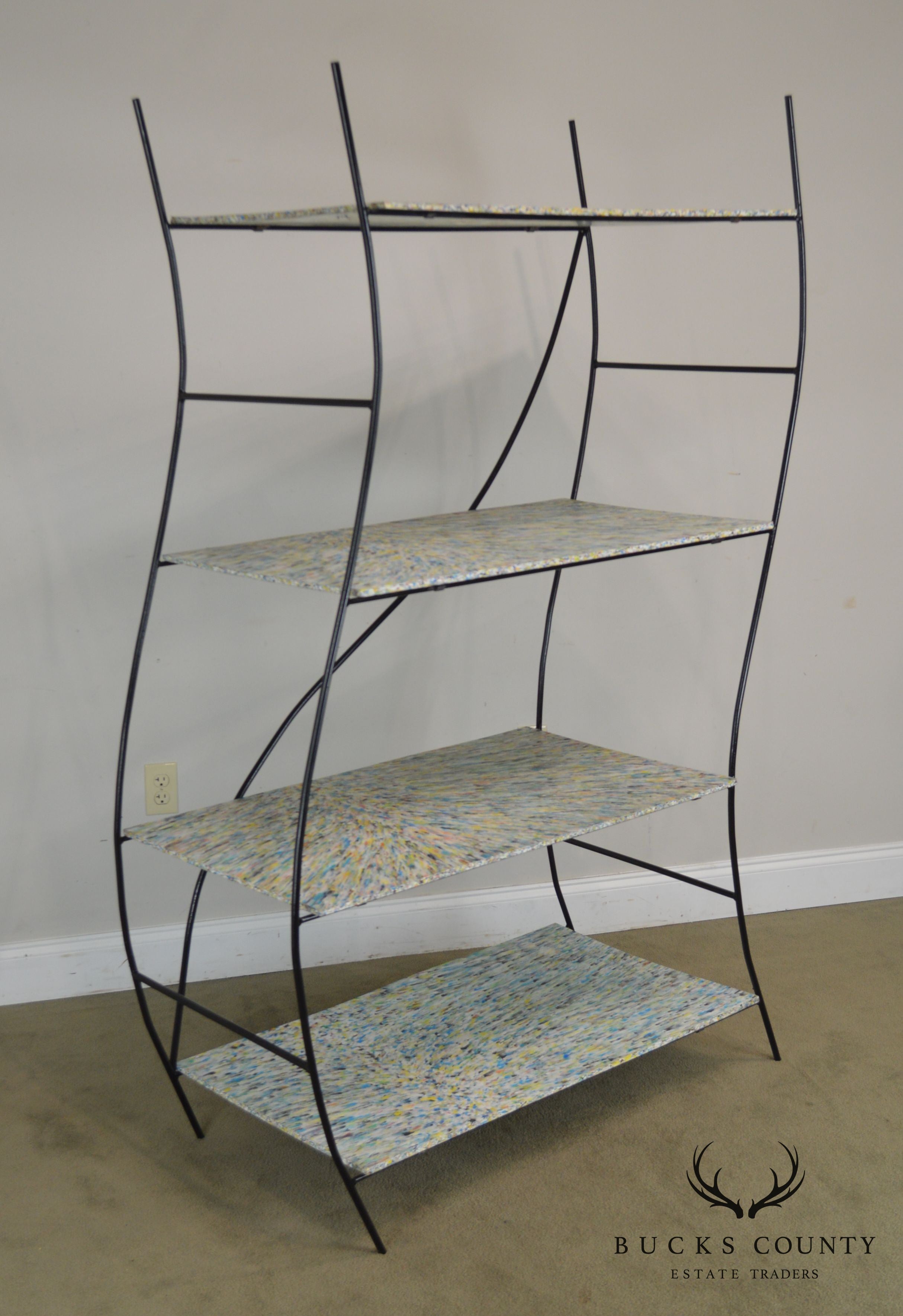 Whimsical Mid Century Modern Iron Etagere Display Rack