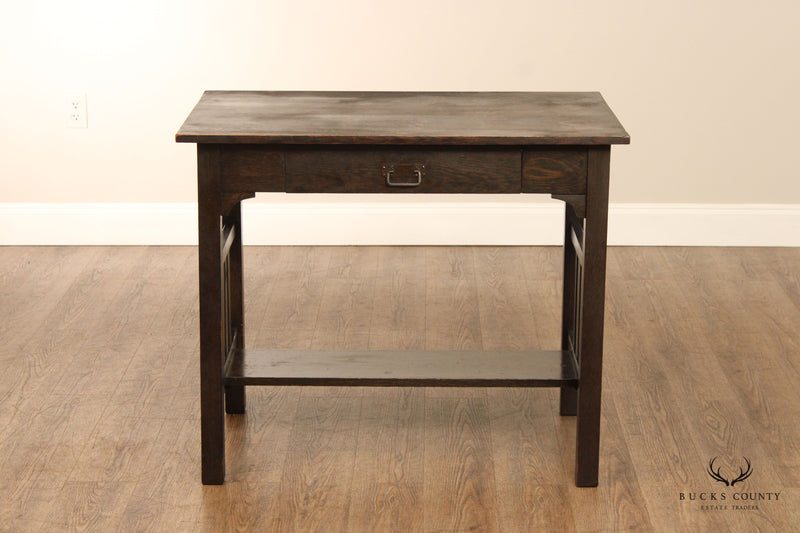 Antique Mission Oak Library Table Or Writing Desk