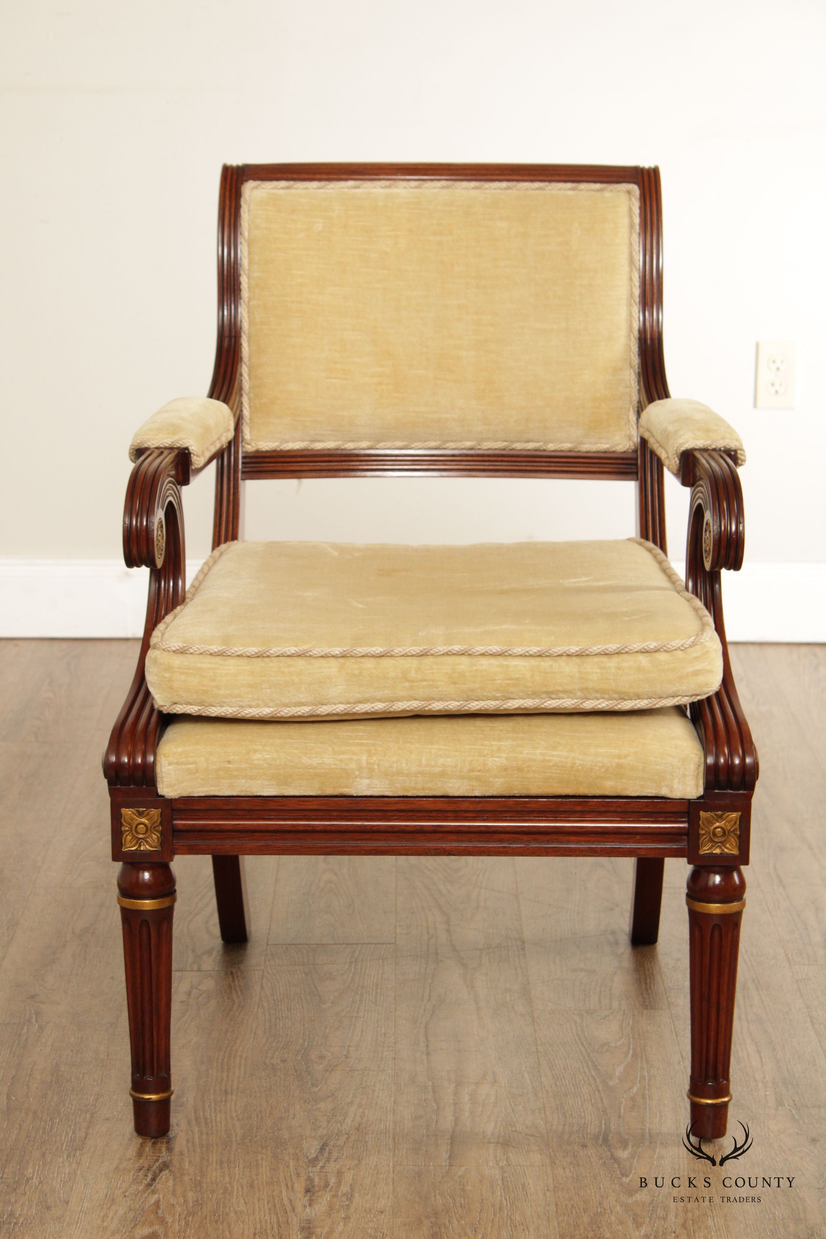 Smith & Watson Regency Style Mahogany and Parcel Gilt Armchair