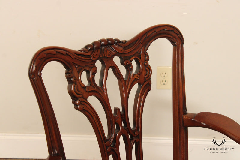 Wellington Hall Chippendale Style Set Eight Mahogany Dining Chairs
