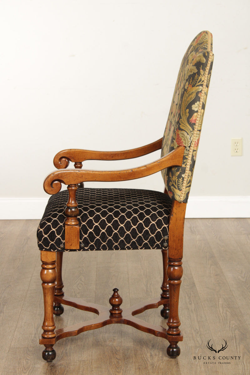 French Louis XIV Set Six Custom Upholstered Dining Chairs