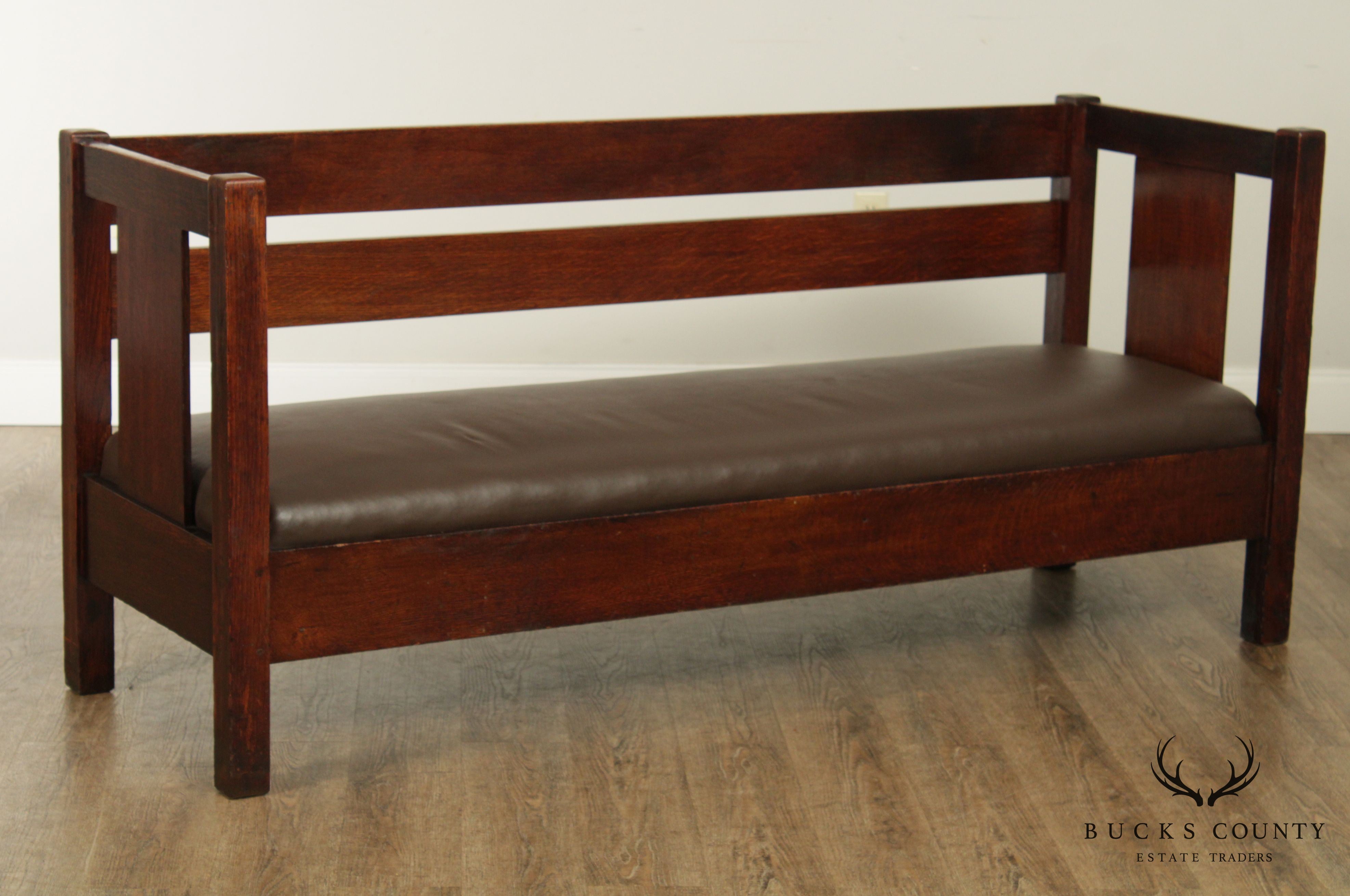 L. &J.G. Stickley Antique Mission Oak Settle