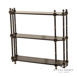 Regency Style Black And Gold Hanging Wall Shelf