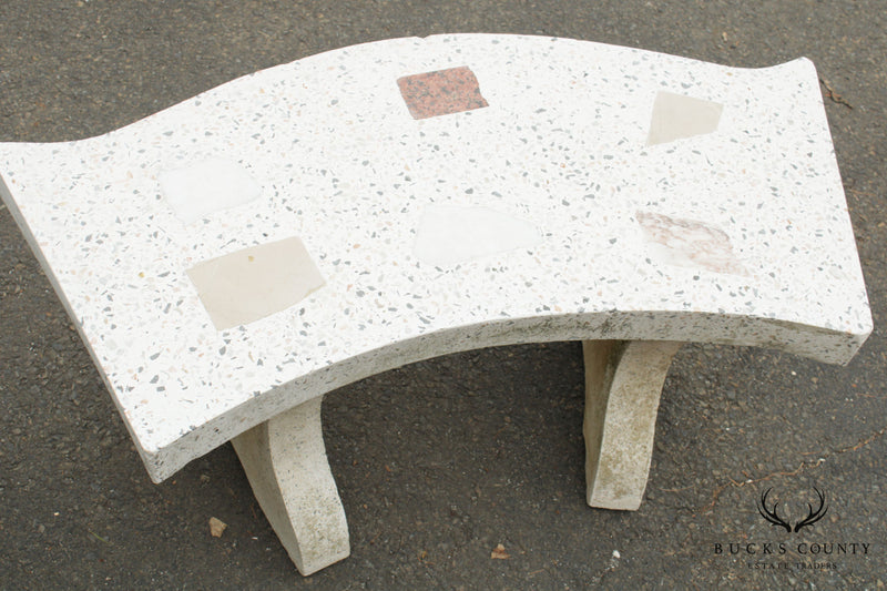 Mid Century Modern Terrazzo Round Garden Table with 4 Benches
