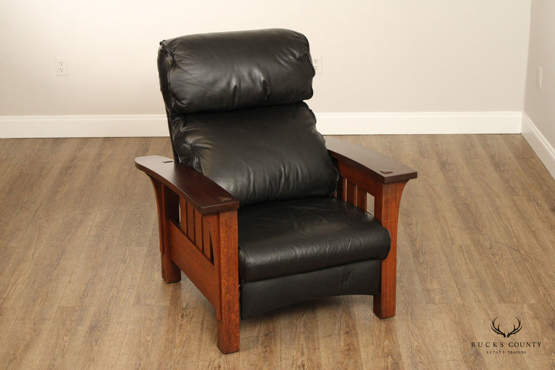 STICKLEY MISSION COLLECTION OAK BOW ARM RECLINING MORRIS CHAIR