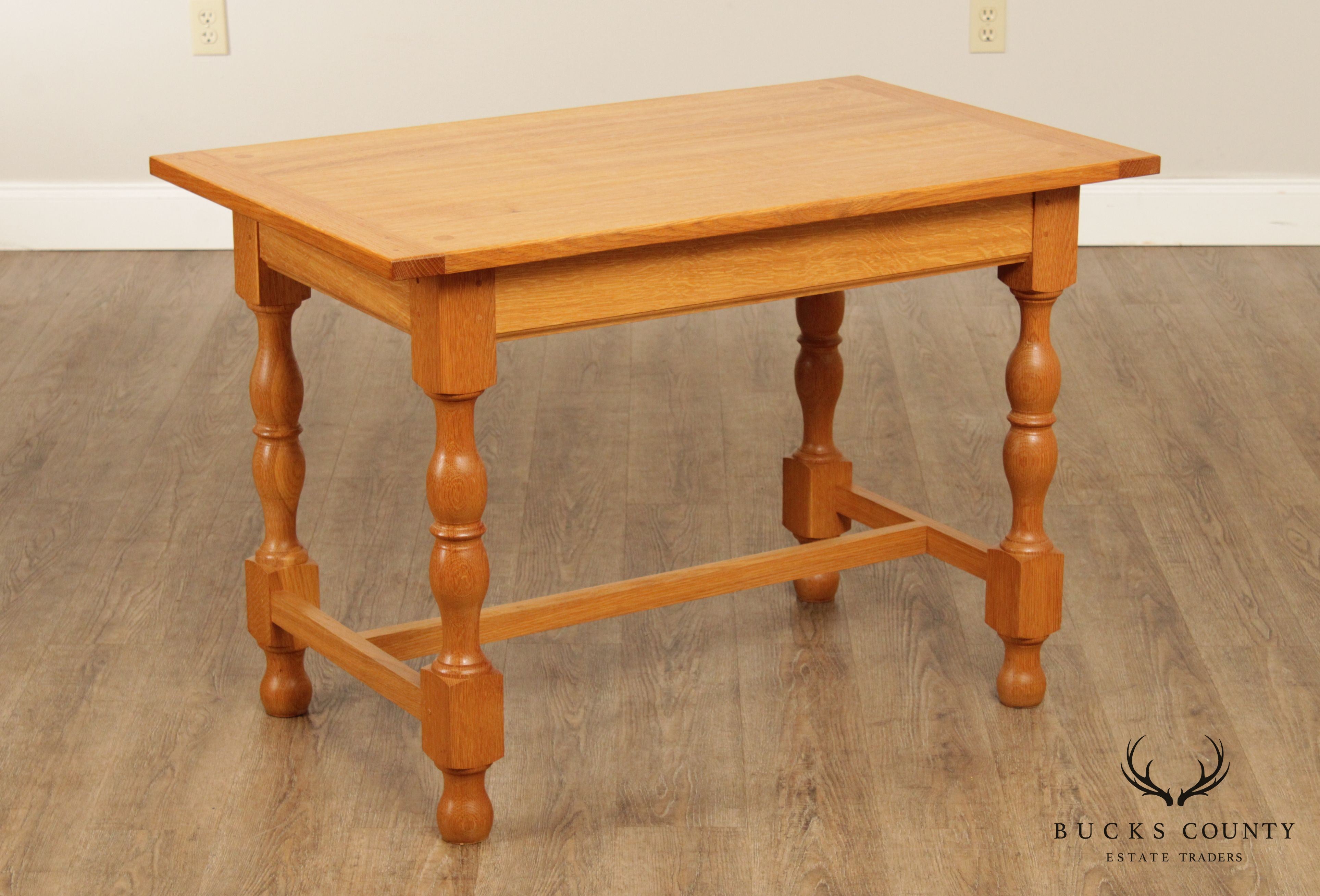 Vintage Custom Crafted Oak Trestle Table