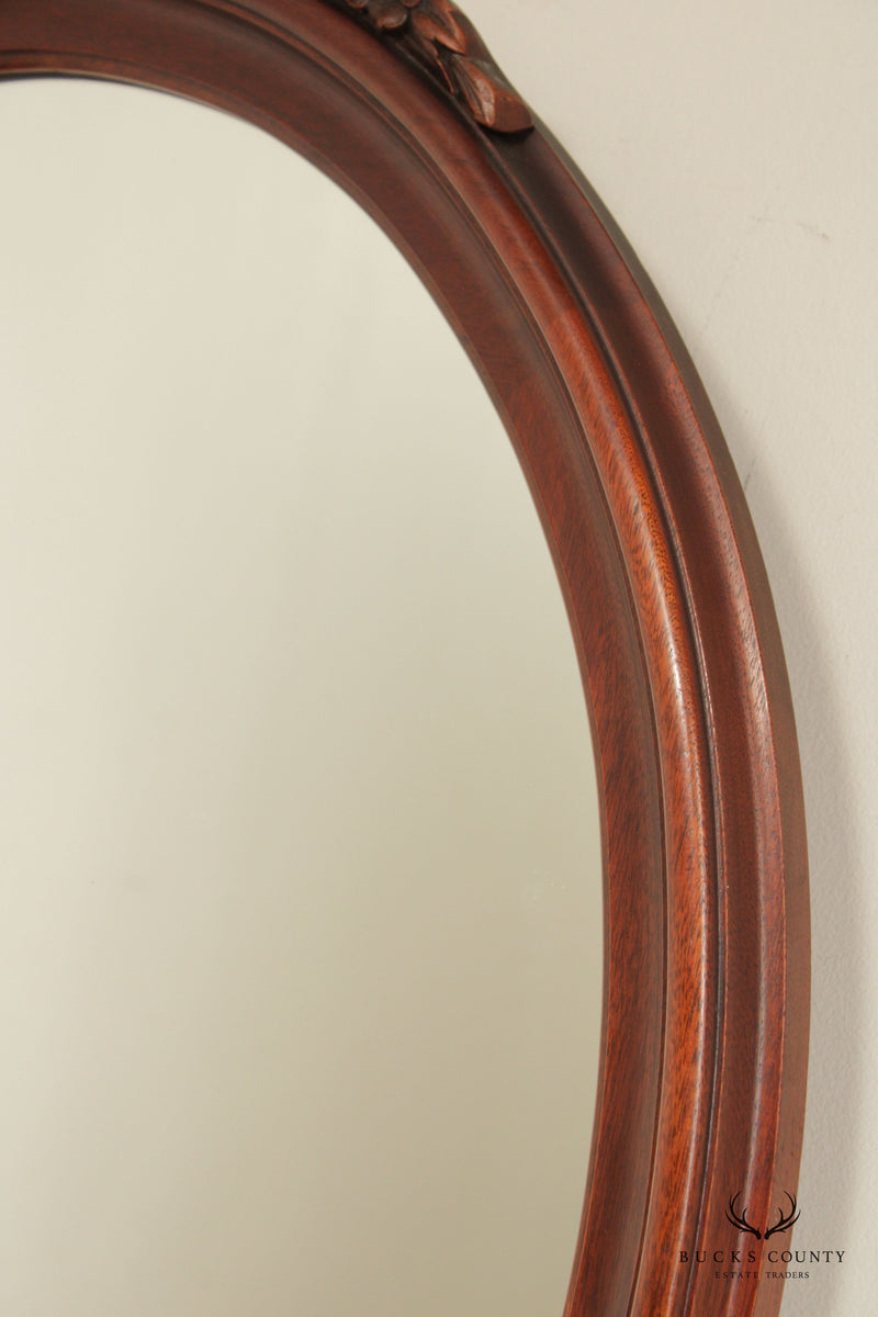 Kindel Victorian Style Carved Mahogany Frame Oval Wall Mirror