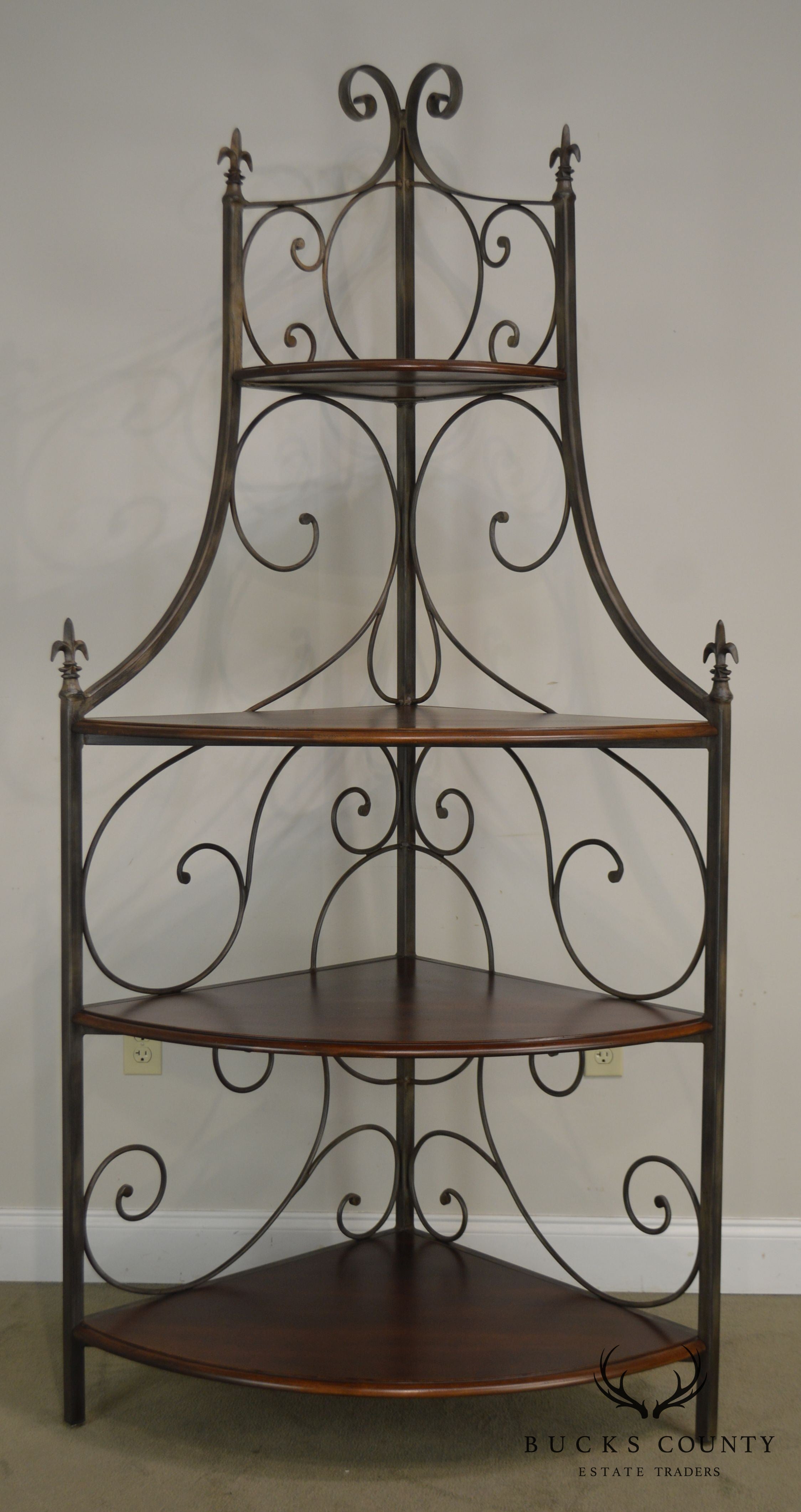 Drexel Heritage Wrought Iron & Cherry French Country Bakers Rack