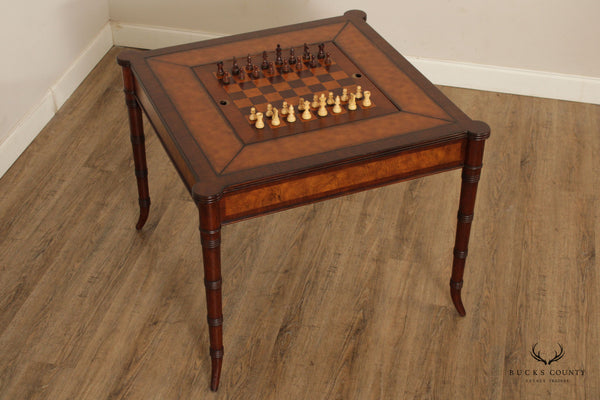 Ethan Allen Regency Style Fax Bamboo Games Table