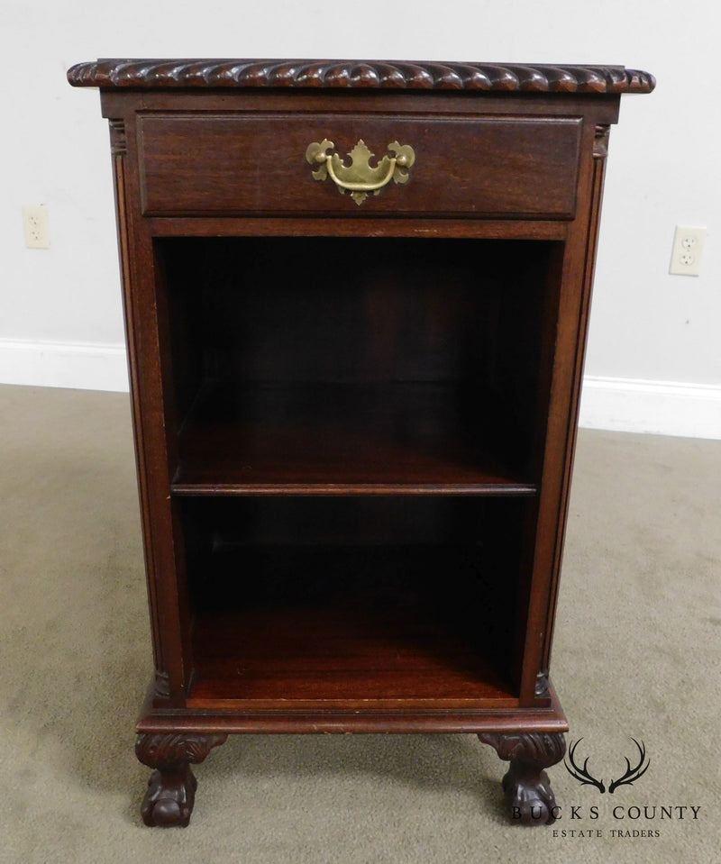 Chippendale Style Custom Mahogany Ball and Claw One Drawer Nightstand