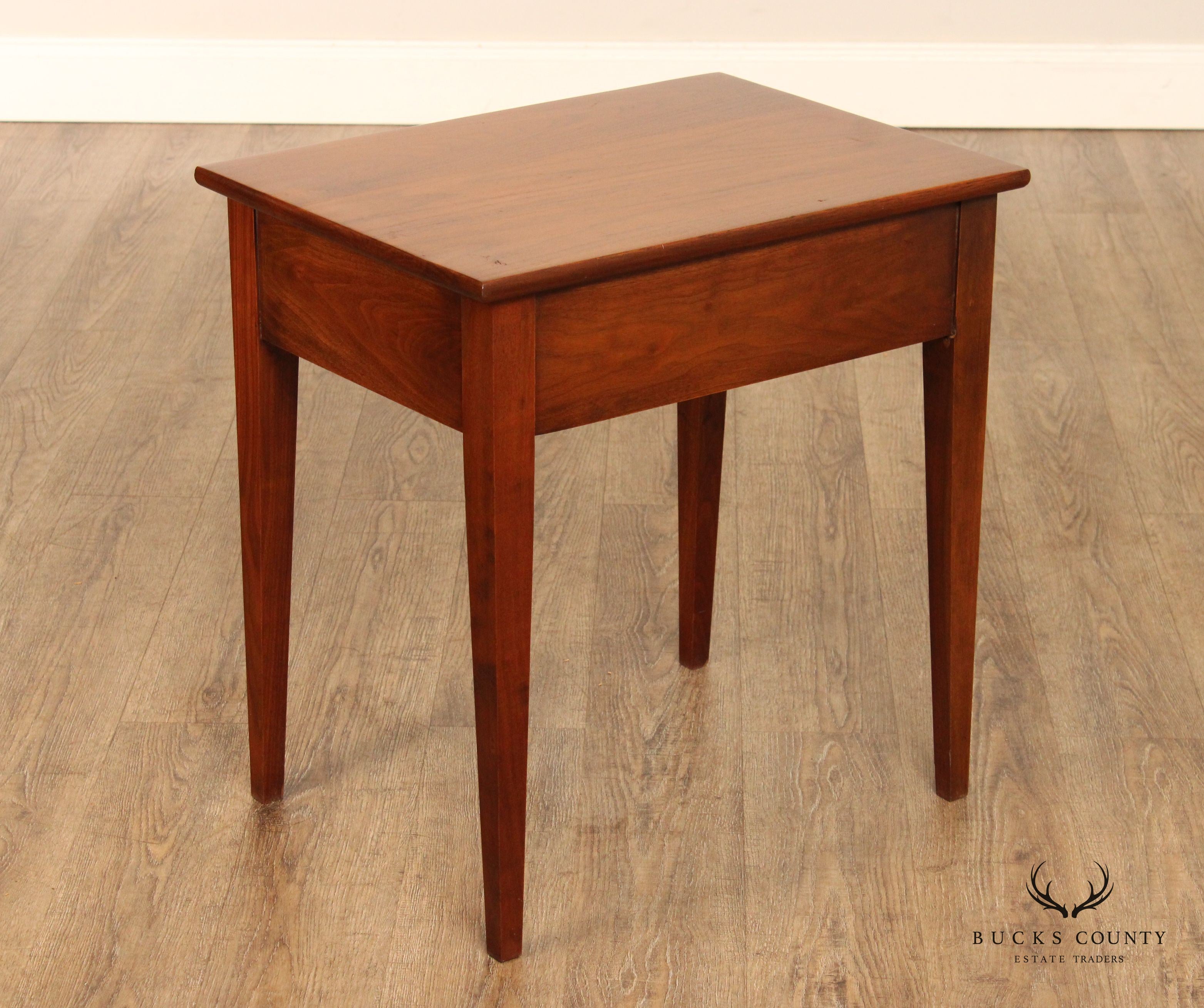 Shaker Style Custom Crafted Walnut Single Drawer Side Table