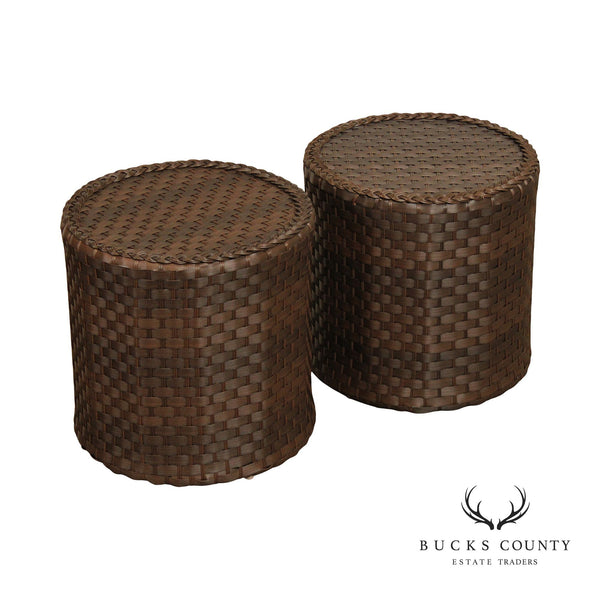 Pair of Outdoor Wicker Patio Stools or Tables
