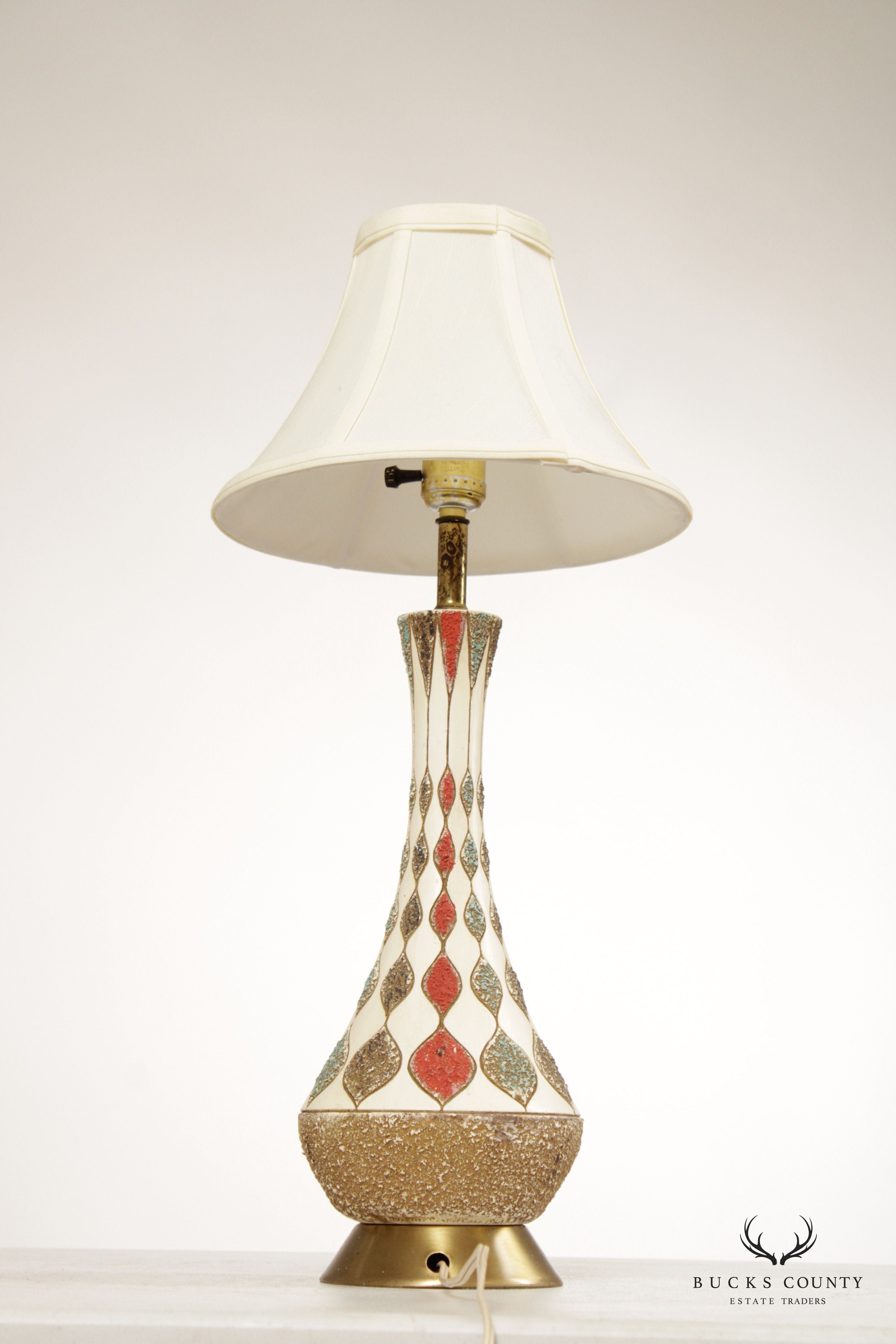 Mid Century Modern Pair of Glazed Ceramic Table Lamps