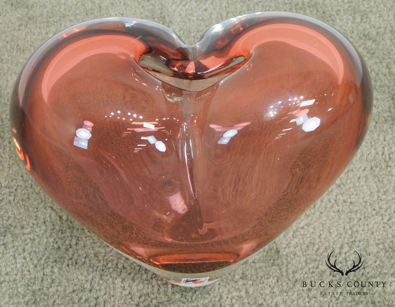 Eziba Bohemian Ruby Glass Heart Vase