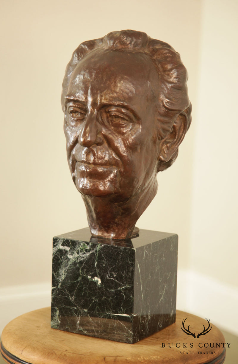 Lawrence Ludtke 1980s Bronze Bust Portrait