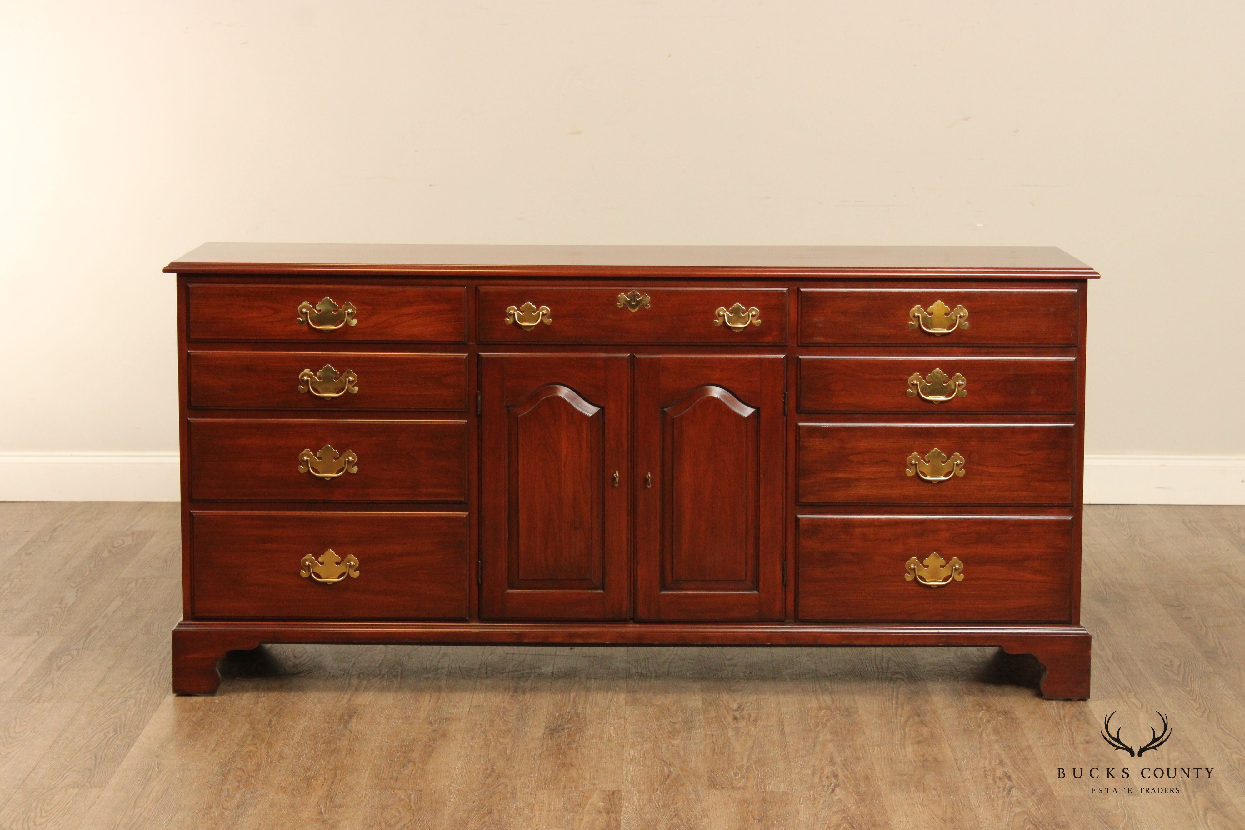 Henkel Harris Chippendale Style Vintage Black Cherry Door Dresser