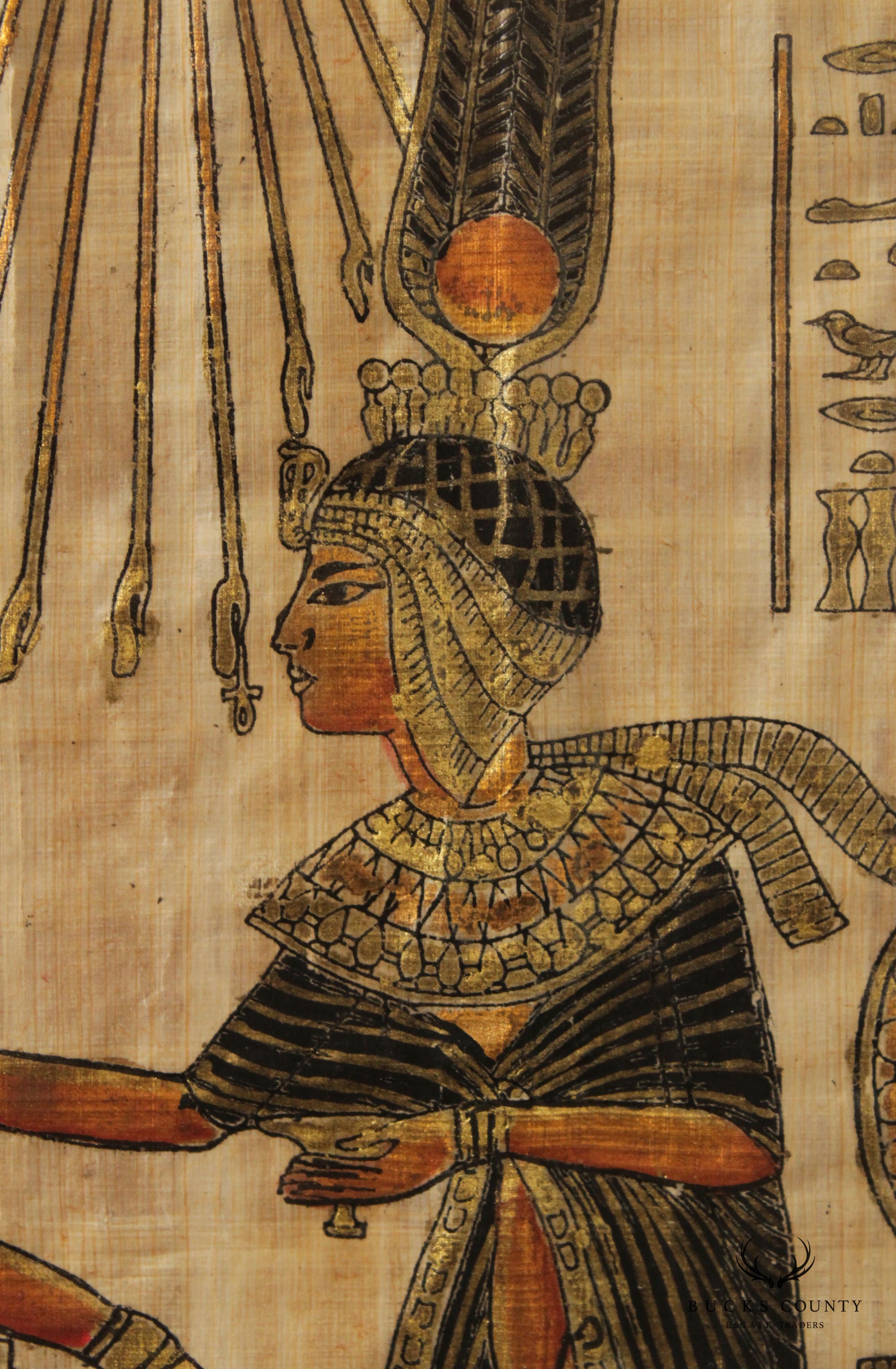 Vintage Egyptian Style 'Tutankhamun Anointed by Wife' Papyrus