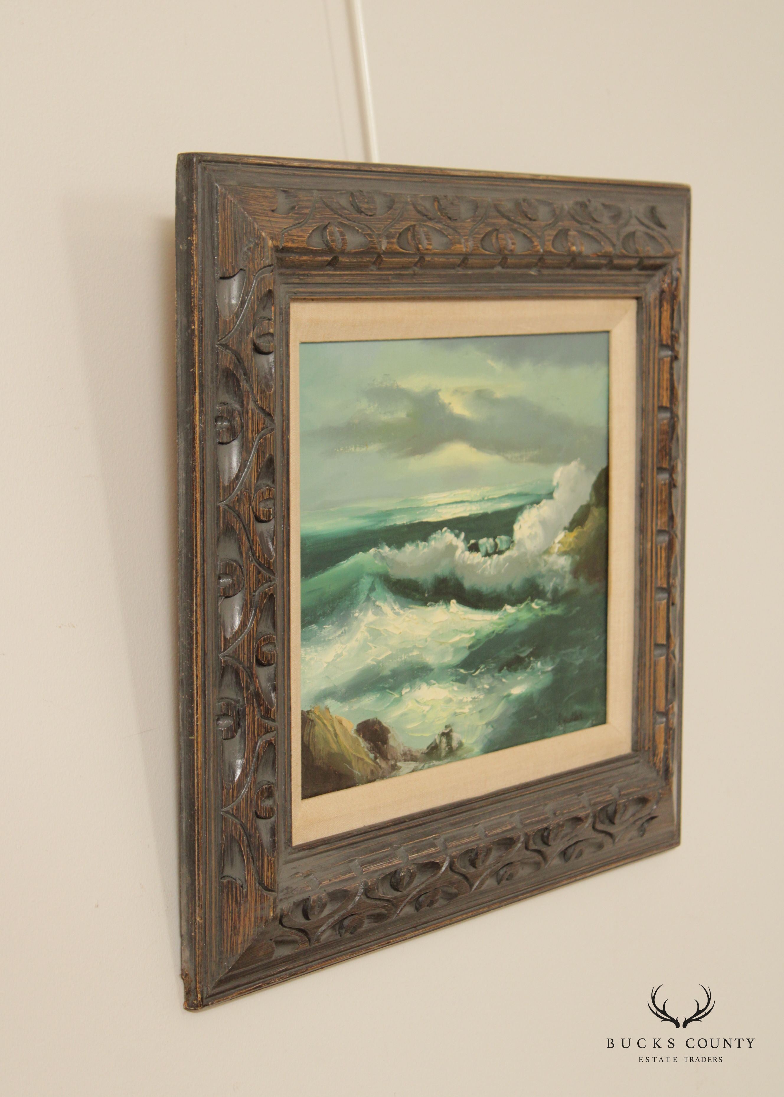 Vintage 20th C. Seascape Original Oil Painting, Signed